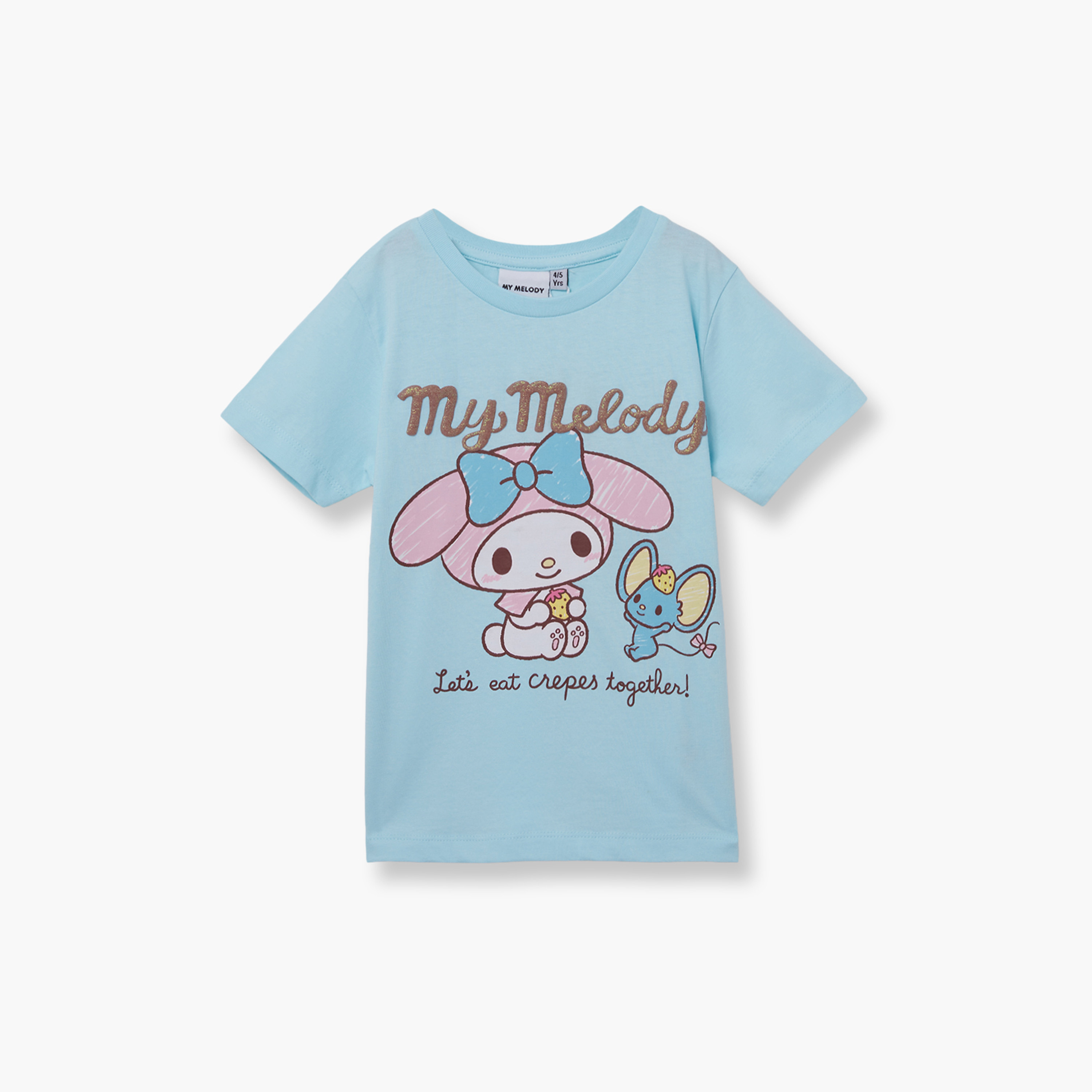 My Melody Printed Cotton T-Shirt & Shorts Set-girls-clothing-setsandcoords-image-3