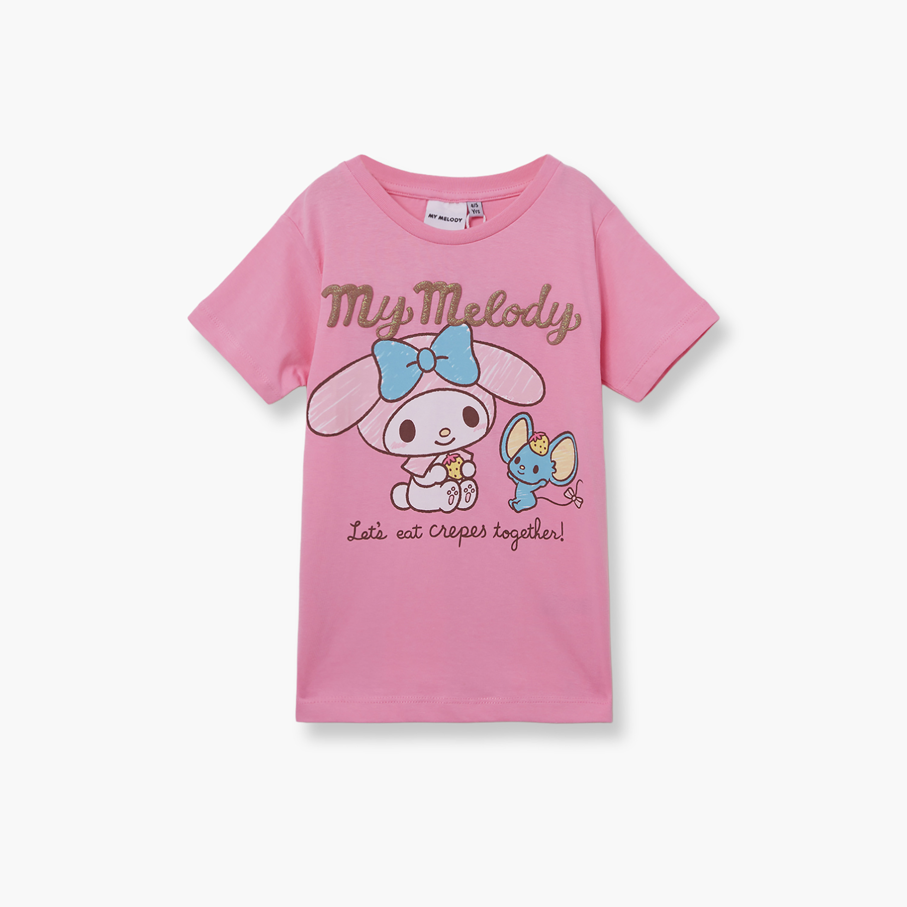 طقم تيشيرت وشورت قطني بطبعة ماي ميلودي-girls-clothing-setsandcoords-image-3