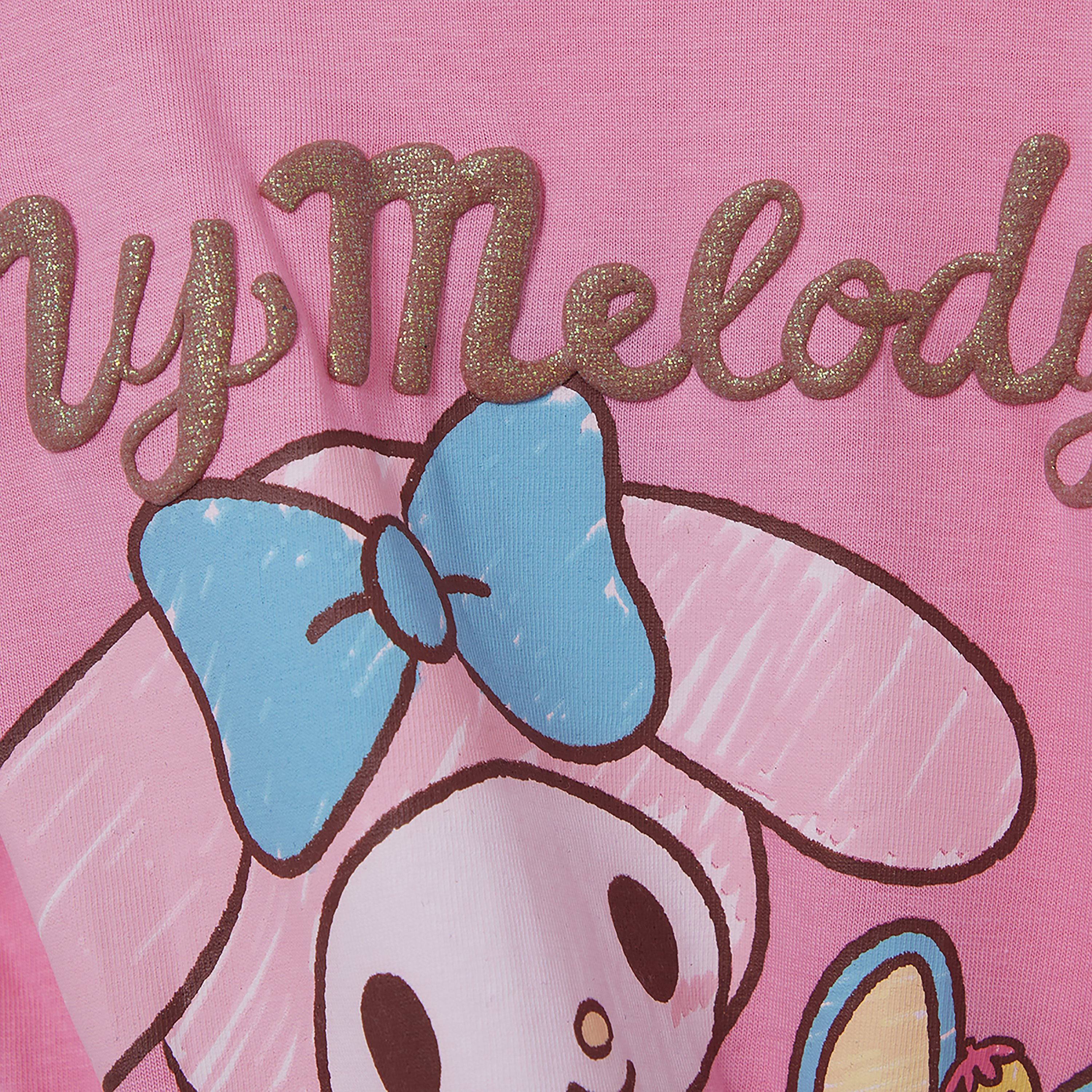My Melody Printed Cotton T-Shirt & Shorts Set-girls-clothing-setsandcoords-image-6