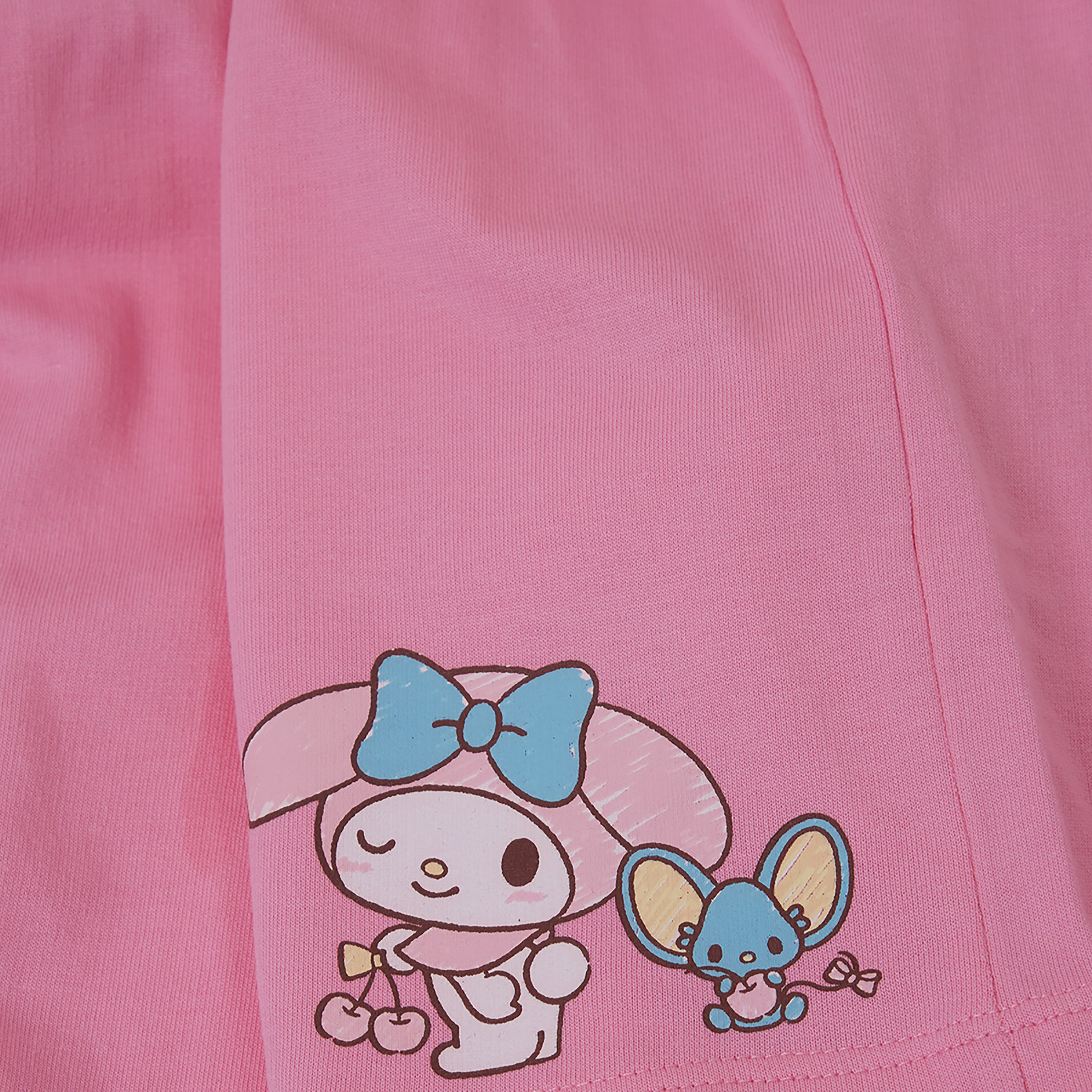 My Melody Printed Cotton T-Shirt & Shorts Set-girls-clothing-setsandcoords-image-7