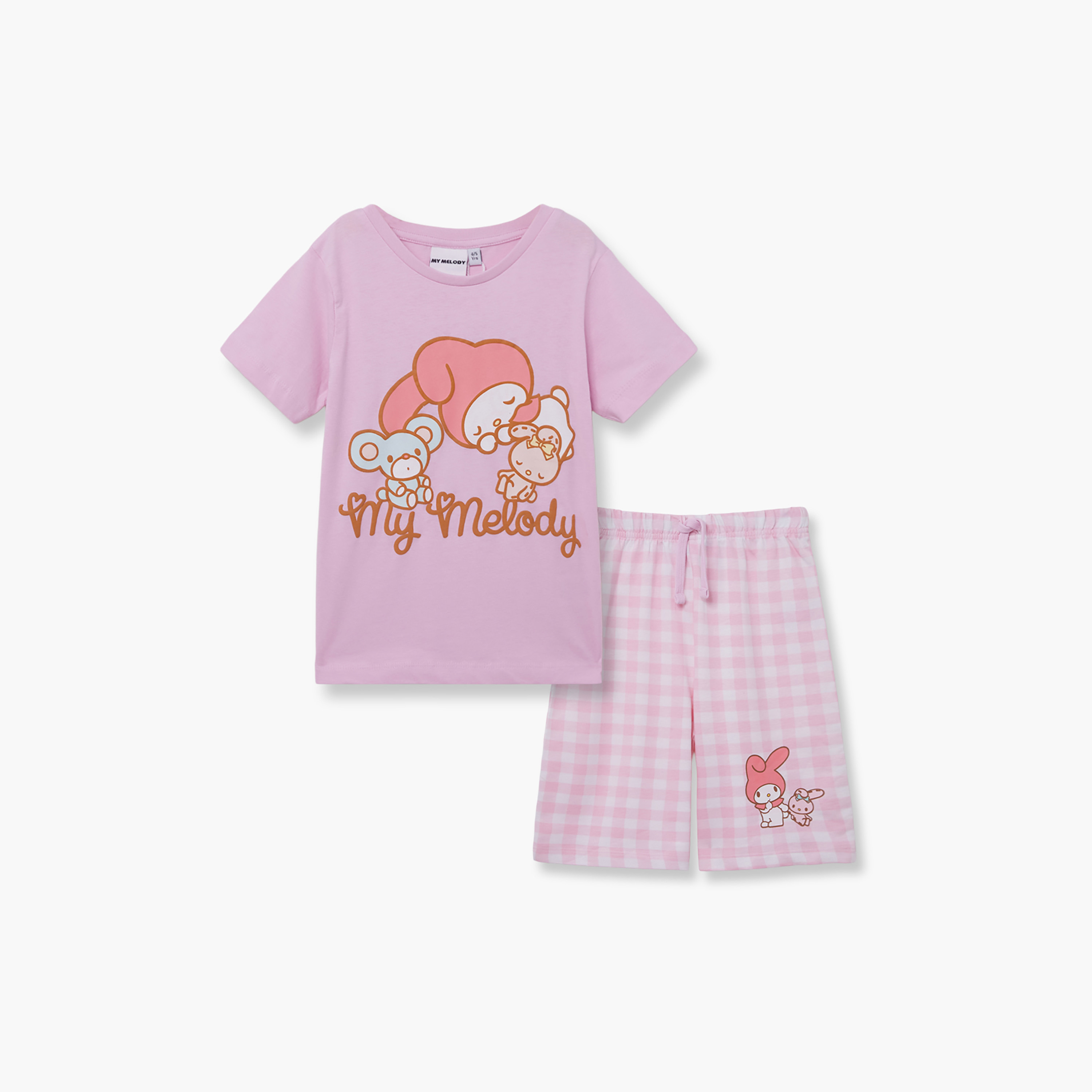 My Melody Printed Cotton T-Shirt & Shorts Set-girls-clothing-setsandcoords-image-2