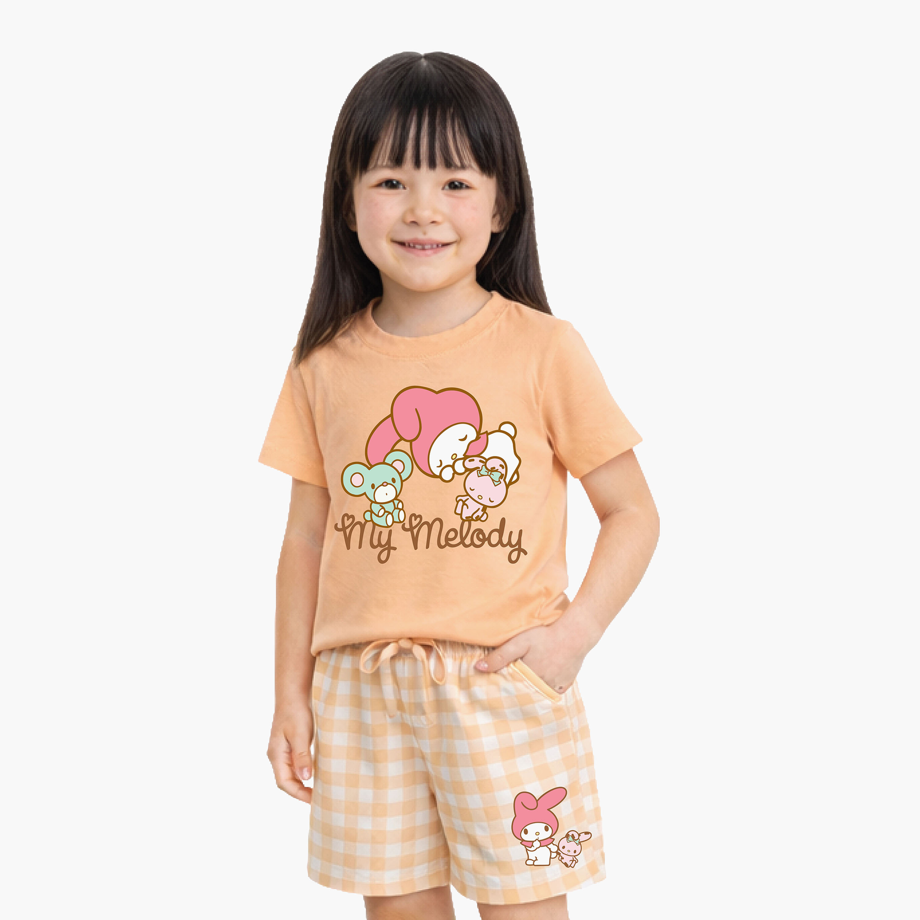 My Melody Printed Cotton T-Shirt & Shorts Set-girls-clothing-setsandcoords-image-1