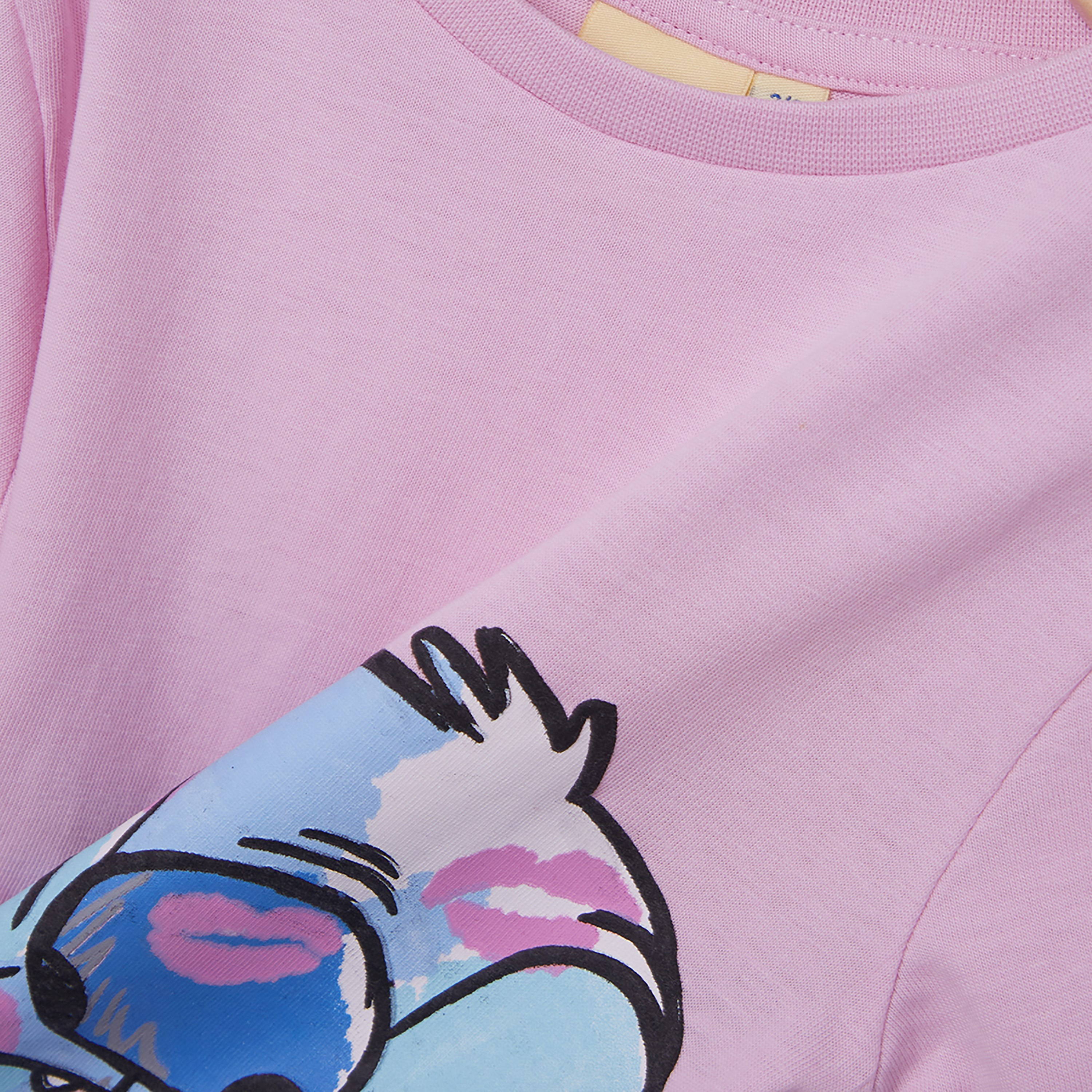 Lilo & Stitch Printed Cotton T-Shirt & Shorts Set-girls-clothing-setsandcoords-image-6