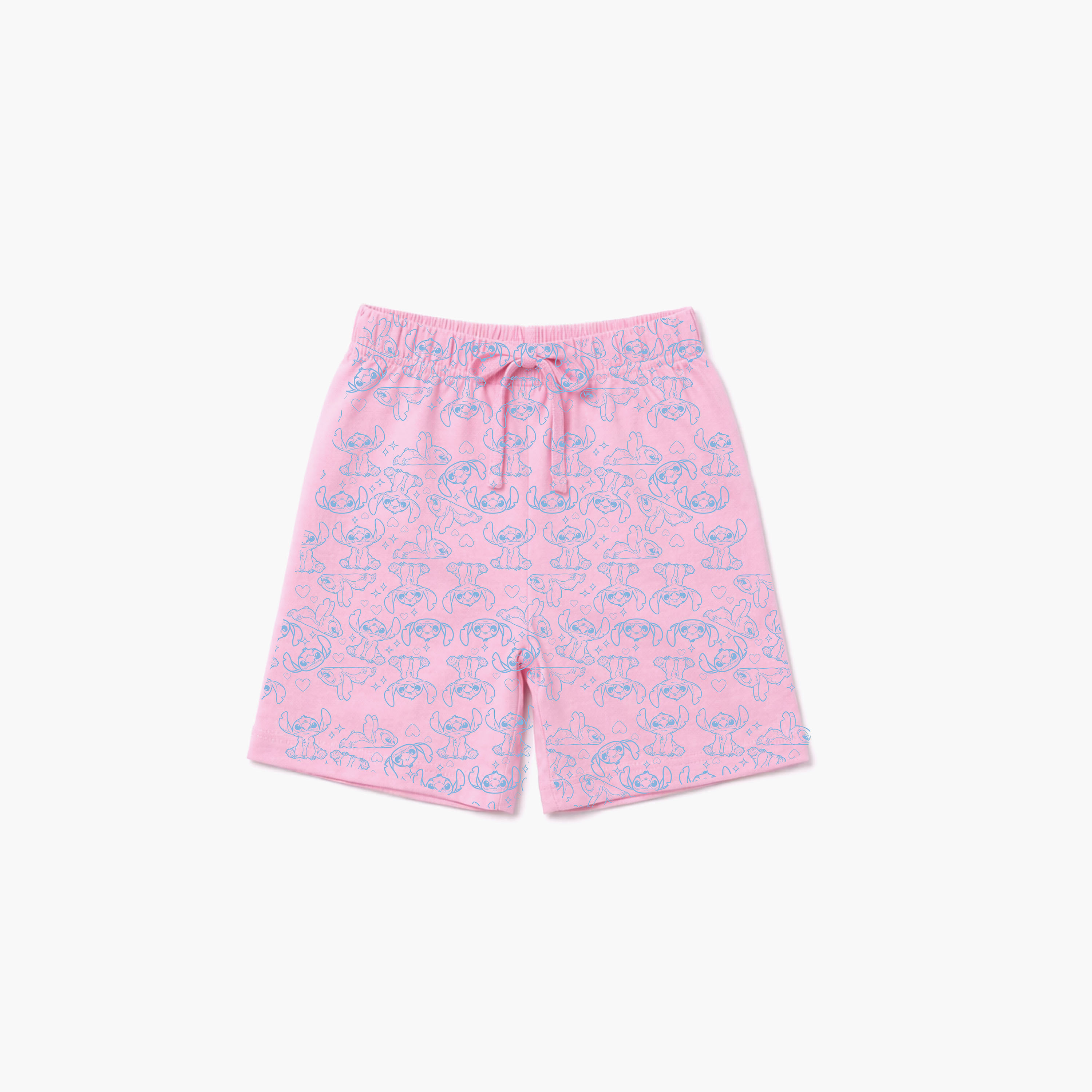 طقم تيشيرت وشورت قطني بطبعة ليلو آند ستيتش-girls-clothing-setsandcoords-image-1