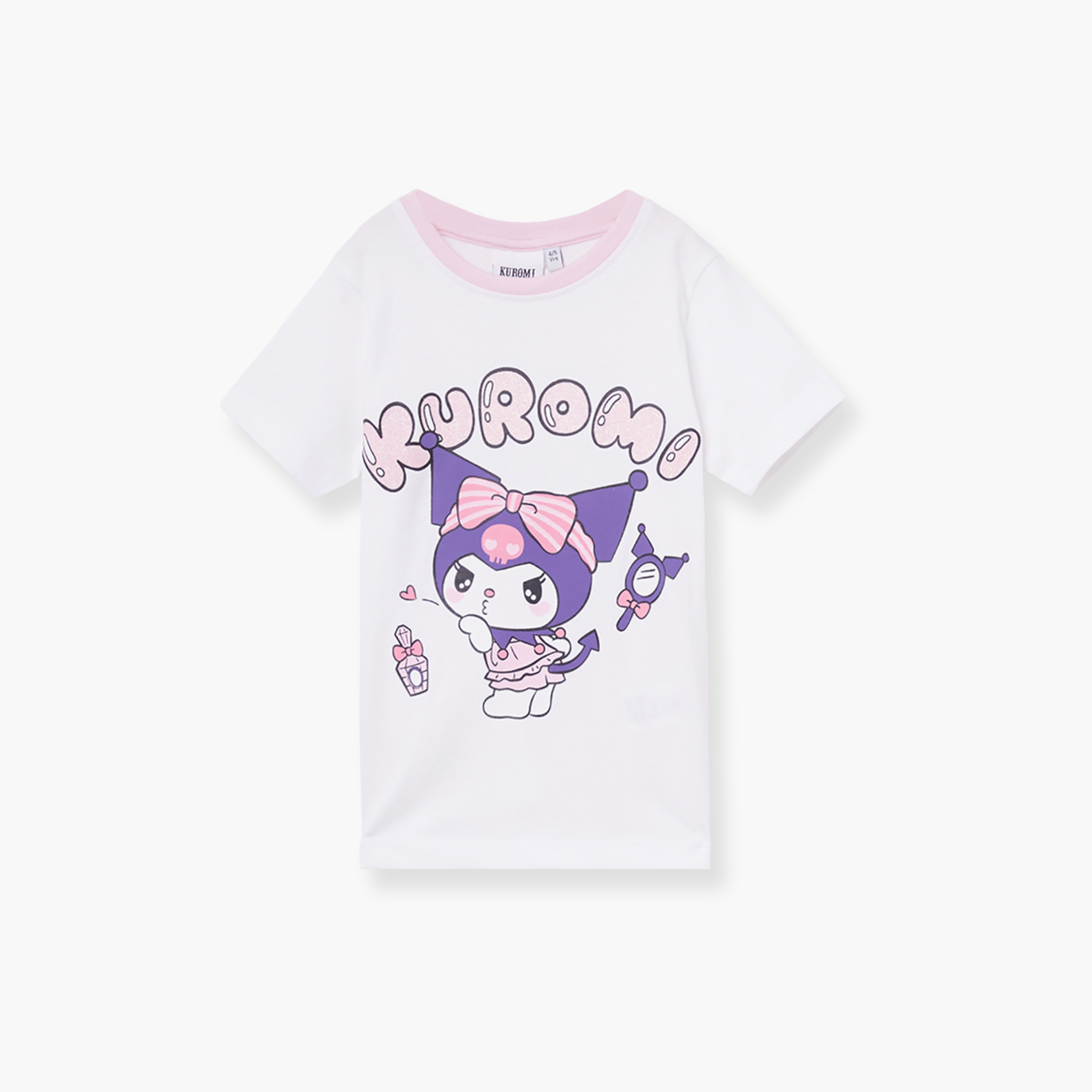 Kuromi Printed Cotton T-Shirt & Shorts Set-girls-clothing-setsandcoords-image-3
