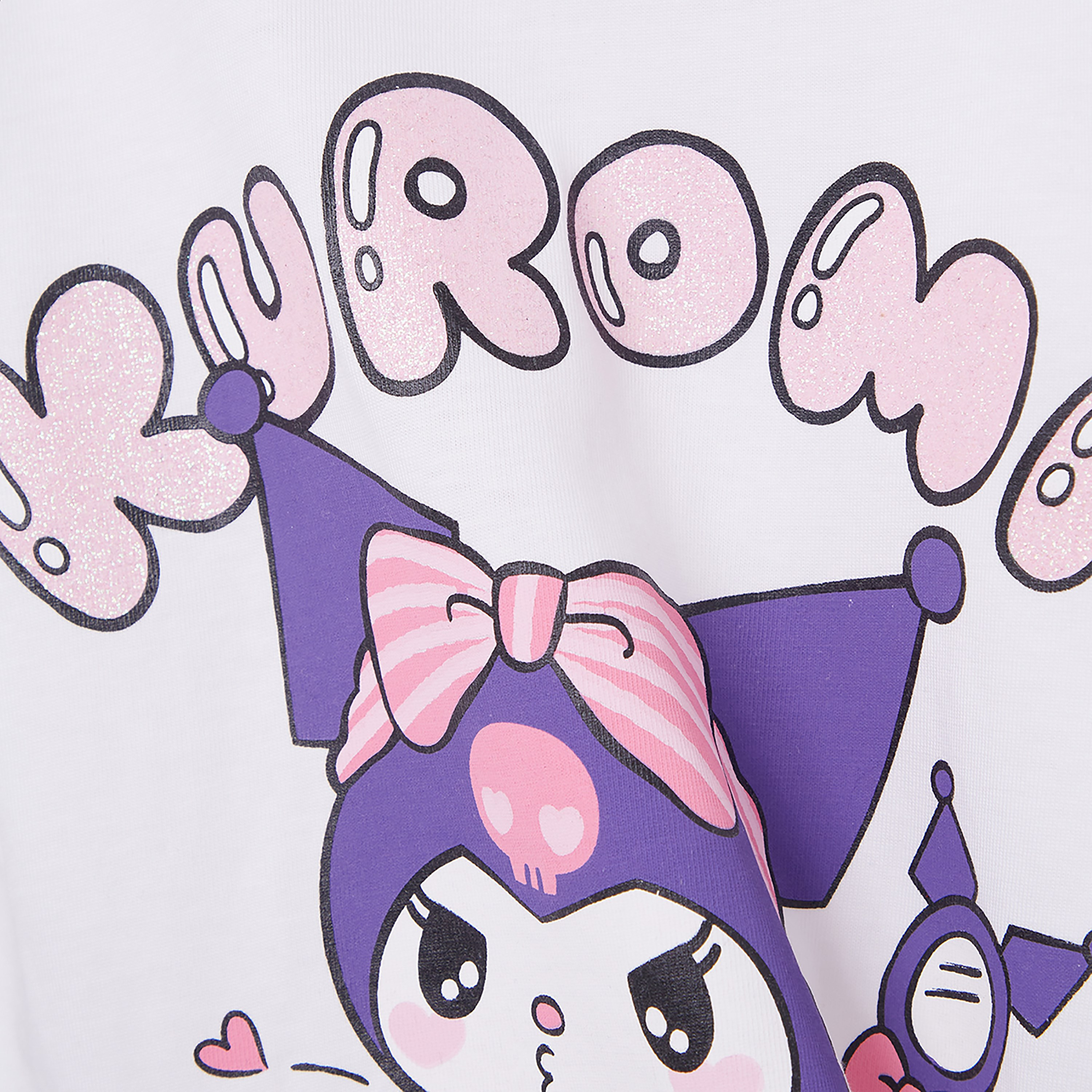 Kuromi Printed Cotton T-Shirt & Shorts Set-girls-clothing-setsandcoords-image-6