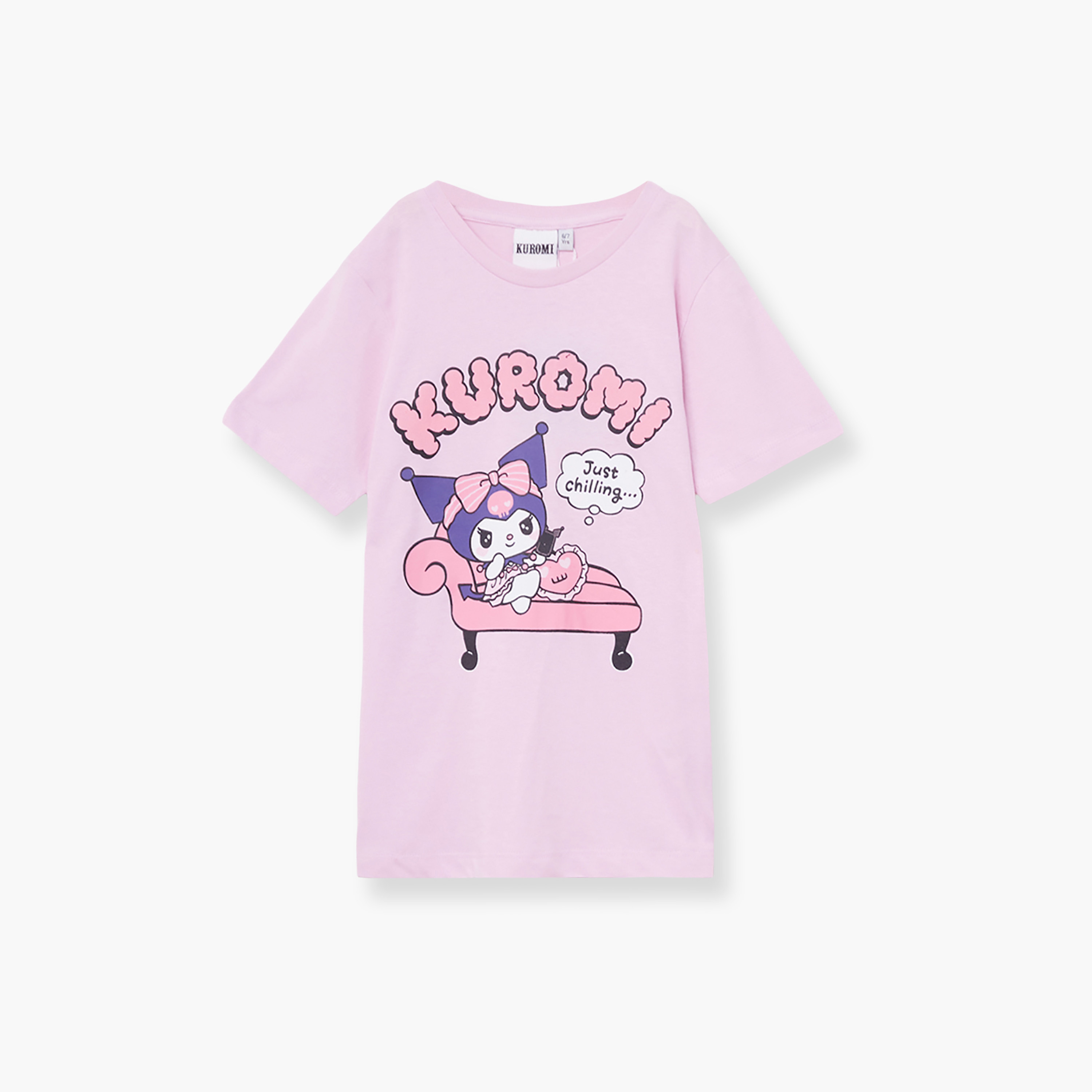طقم تيشيرت وشورت قطني بطبعة كورومي-girls-clothing-setsandcoords-image-3