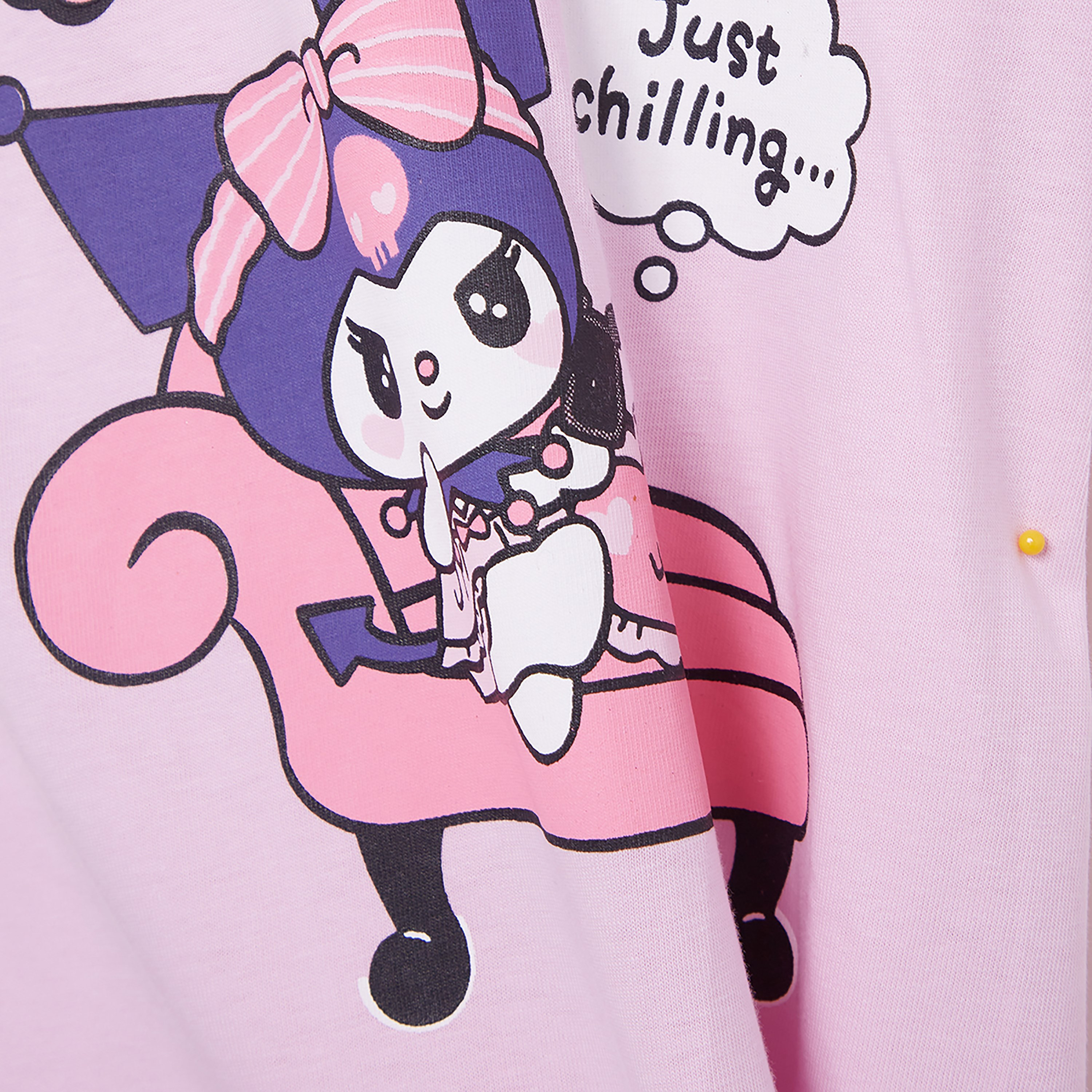Kuromi Printed Cotton T-Shirt & Shorts Set-girls-clothing-setsandcoords-image-5