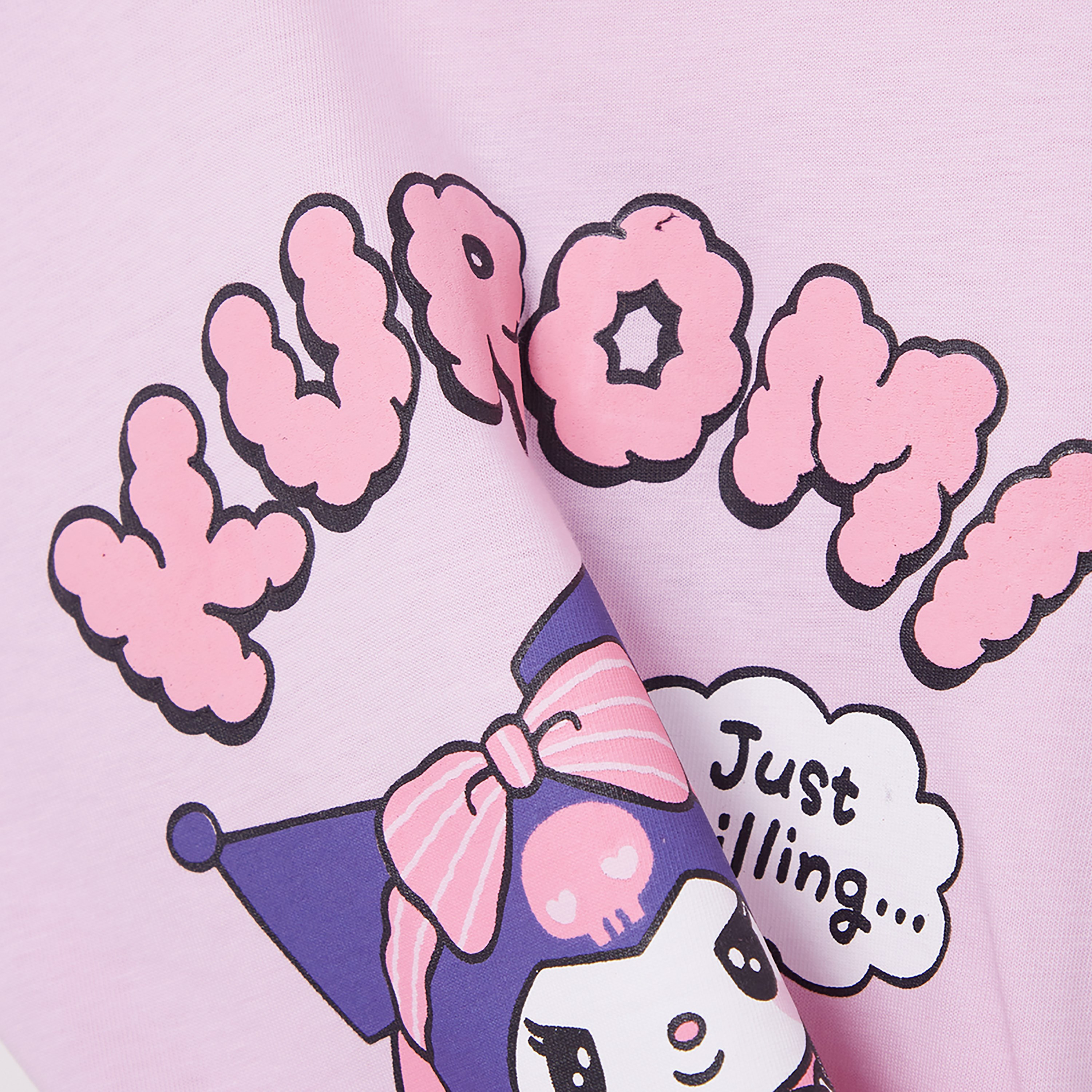 Kuromi Printed Cotton T-Shirt & Shorts Set-girls-clothing-setsandcoords-image-6