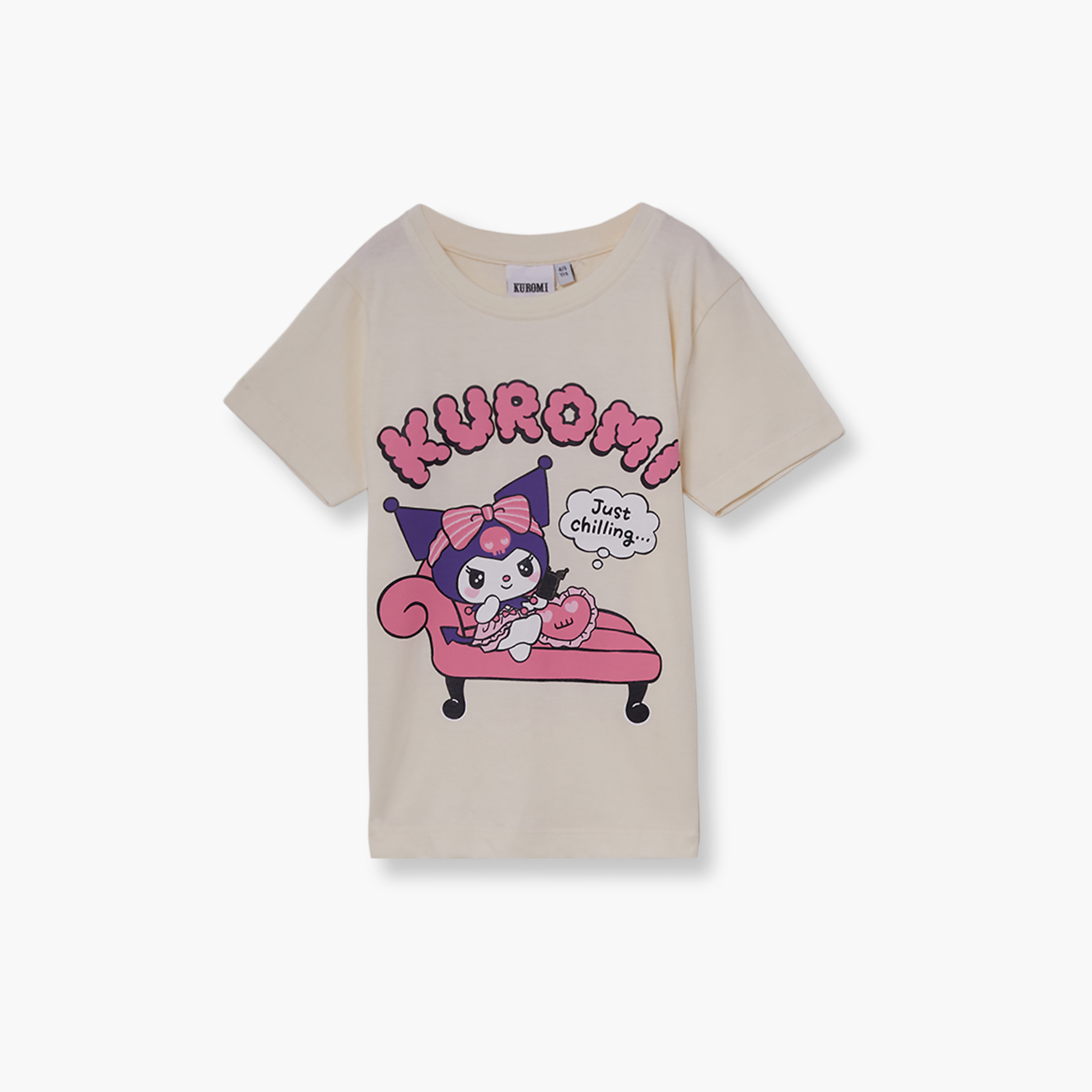 Kuromi Printed Cotton T-Shirt & Shorts Set-girls-clothing-setsandcoords-image-3
