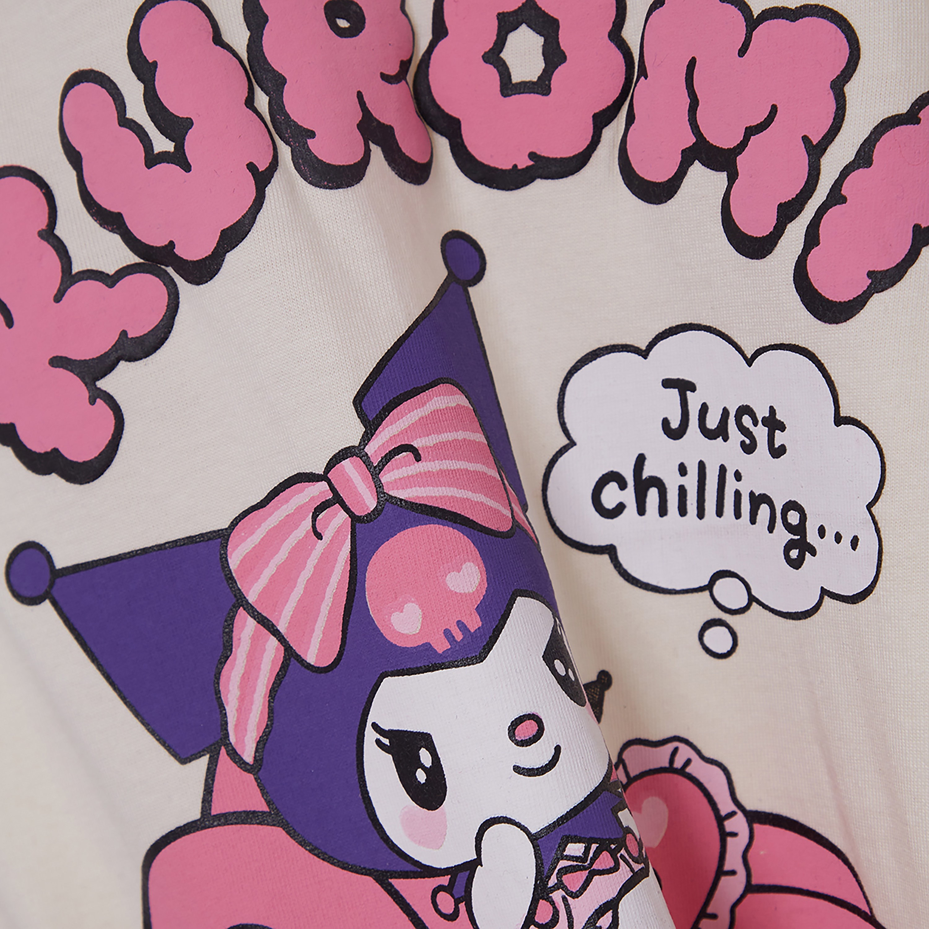 Kuromi Printed Cotton T-Shirt & Shorts Set-girls-clothing-setsandcoords-image-5