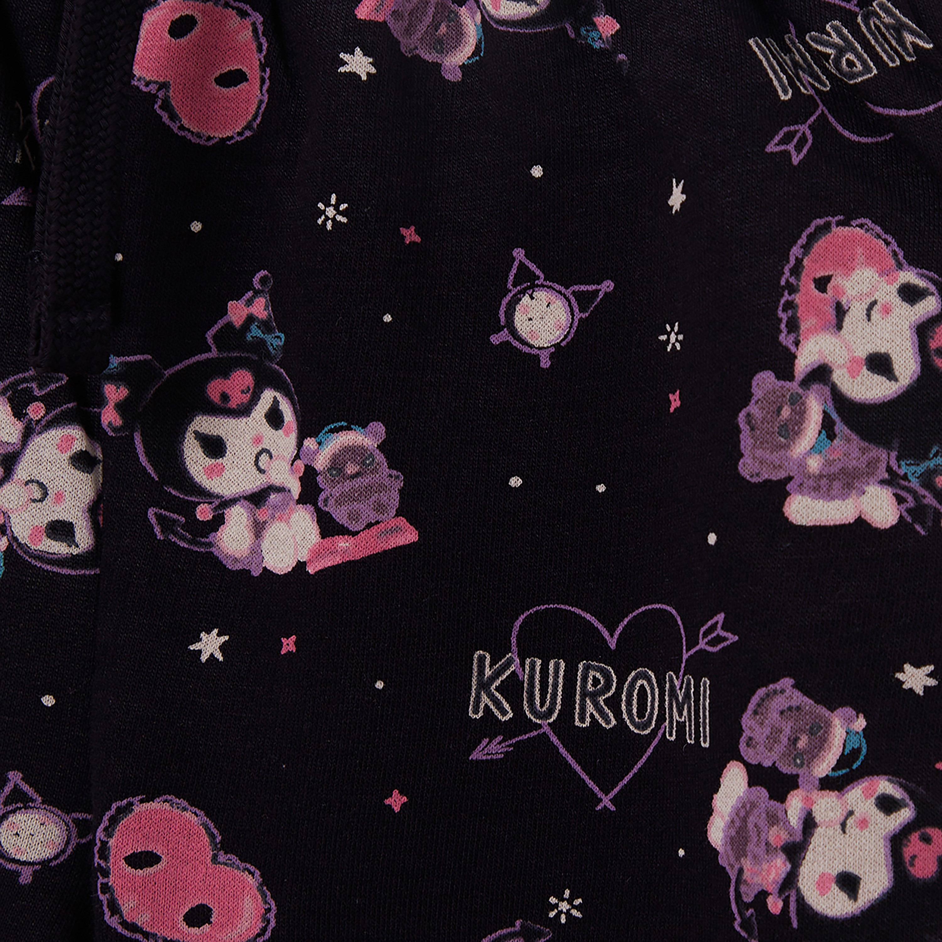 Kuromi Printed Cotton T-Shirt & Shorts Set-girls-clothing-setsandcoords-image-7