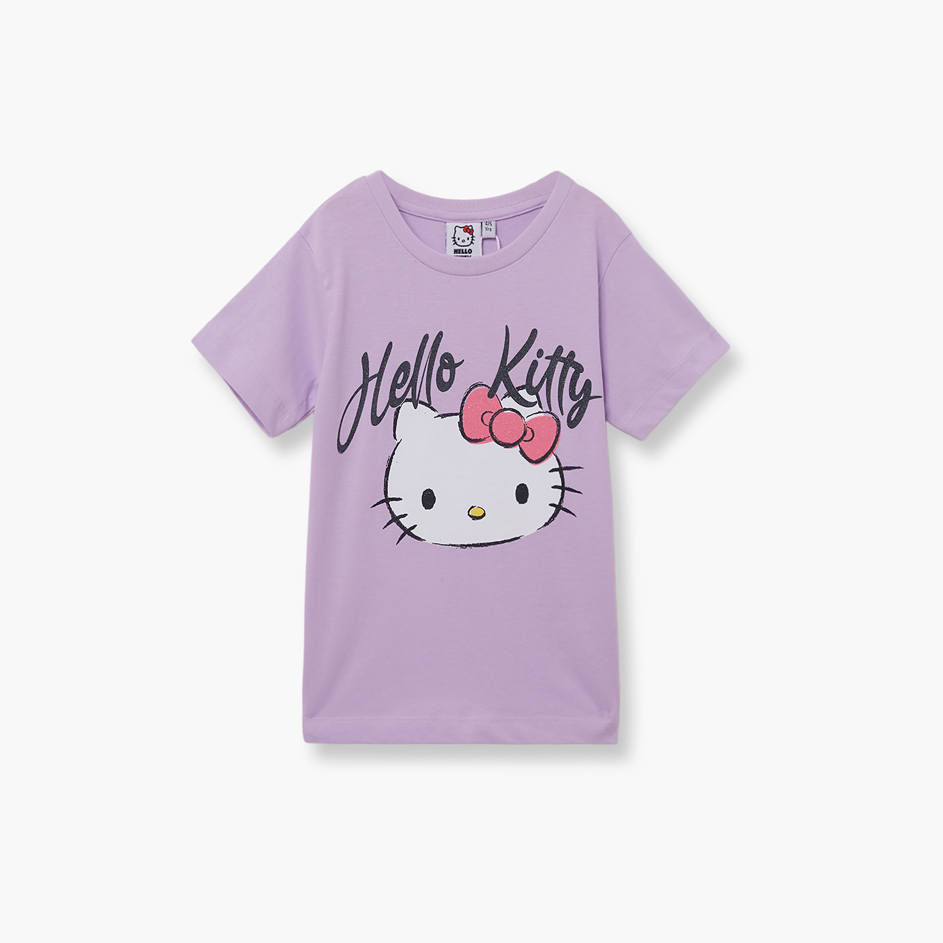 Hello Kitty Printed Cotton T-Shirt & Shorts Set-girls-clothing-setsandcoords-image-3