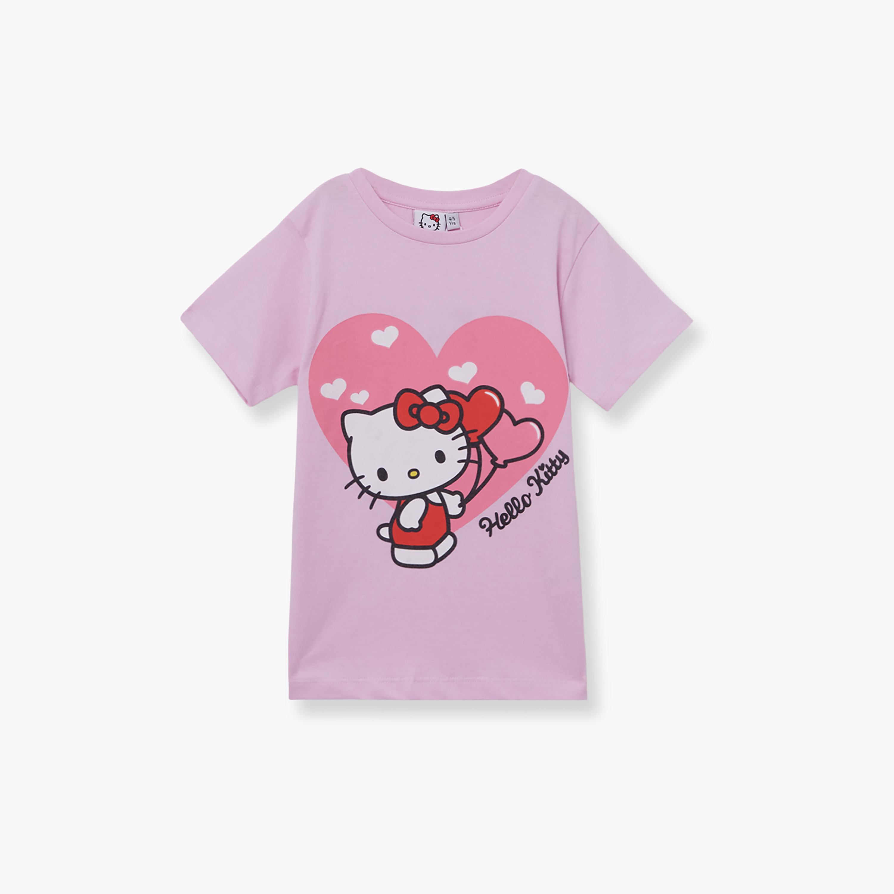 طقم تيشيرت وشورت قطني بطبعة هالو كيتي-girls-clothing-setsandcoords-image-5