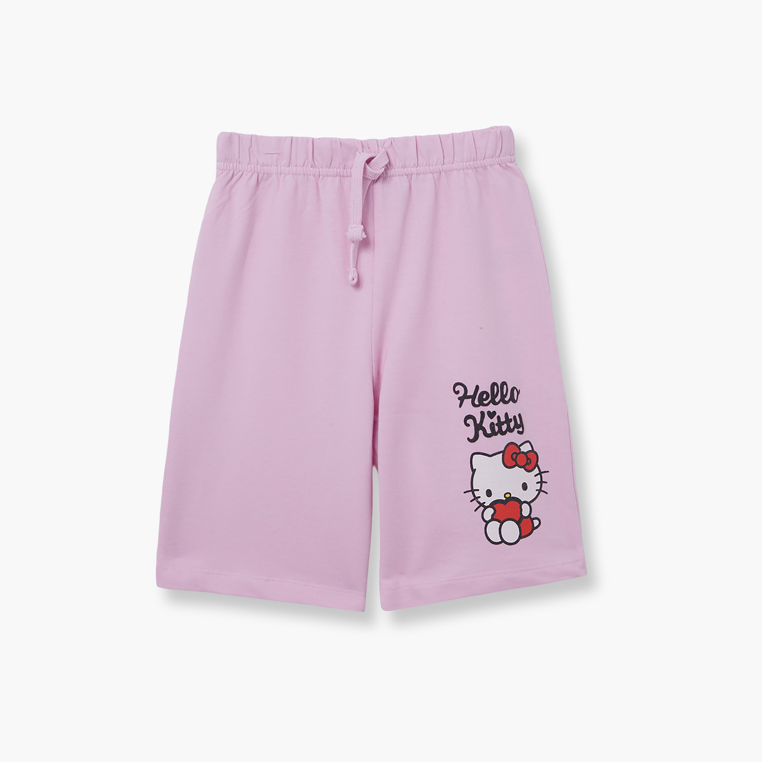 طقم تيشيرت وشورت قطني بطبعة هالو كيتي-girls-clothing-setsandcoords-image-4