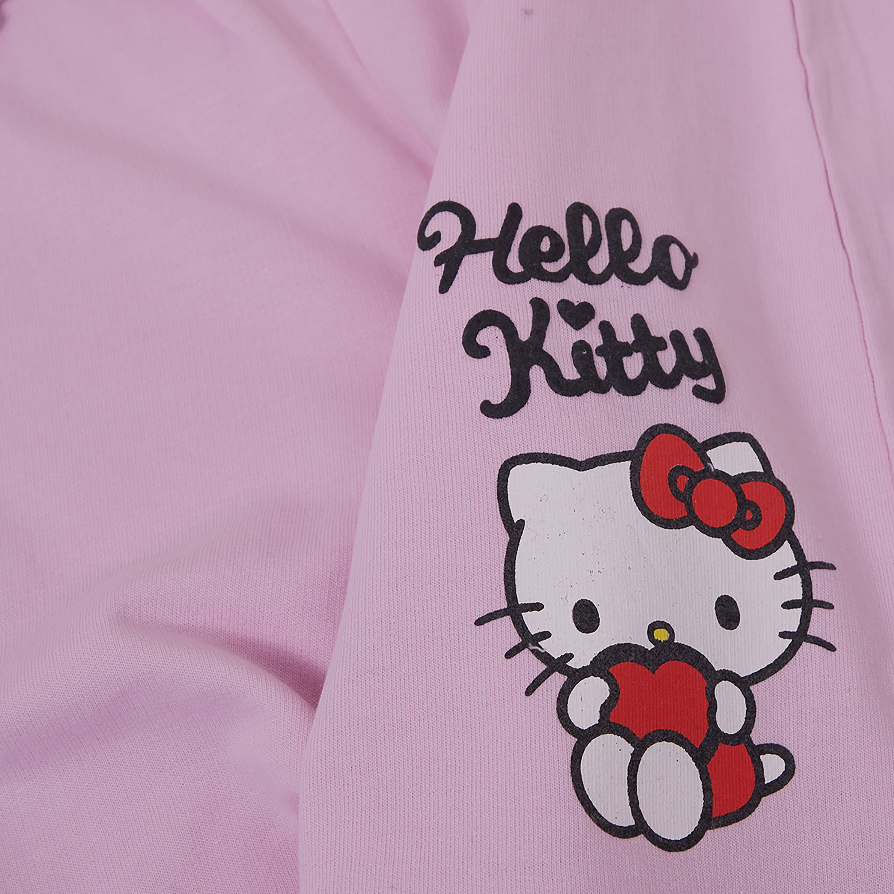 طقم تيشيرت وشورت قطني بطبعة هالو كيتي-girls-clothing-setsandcoords-image-1
