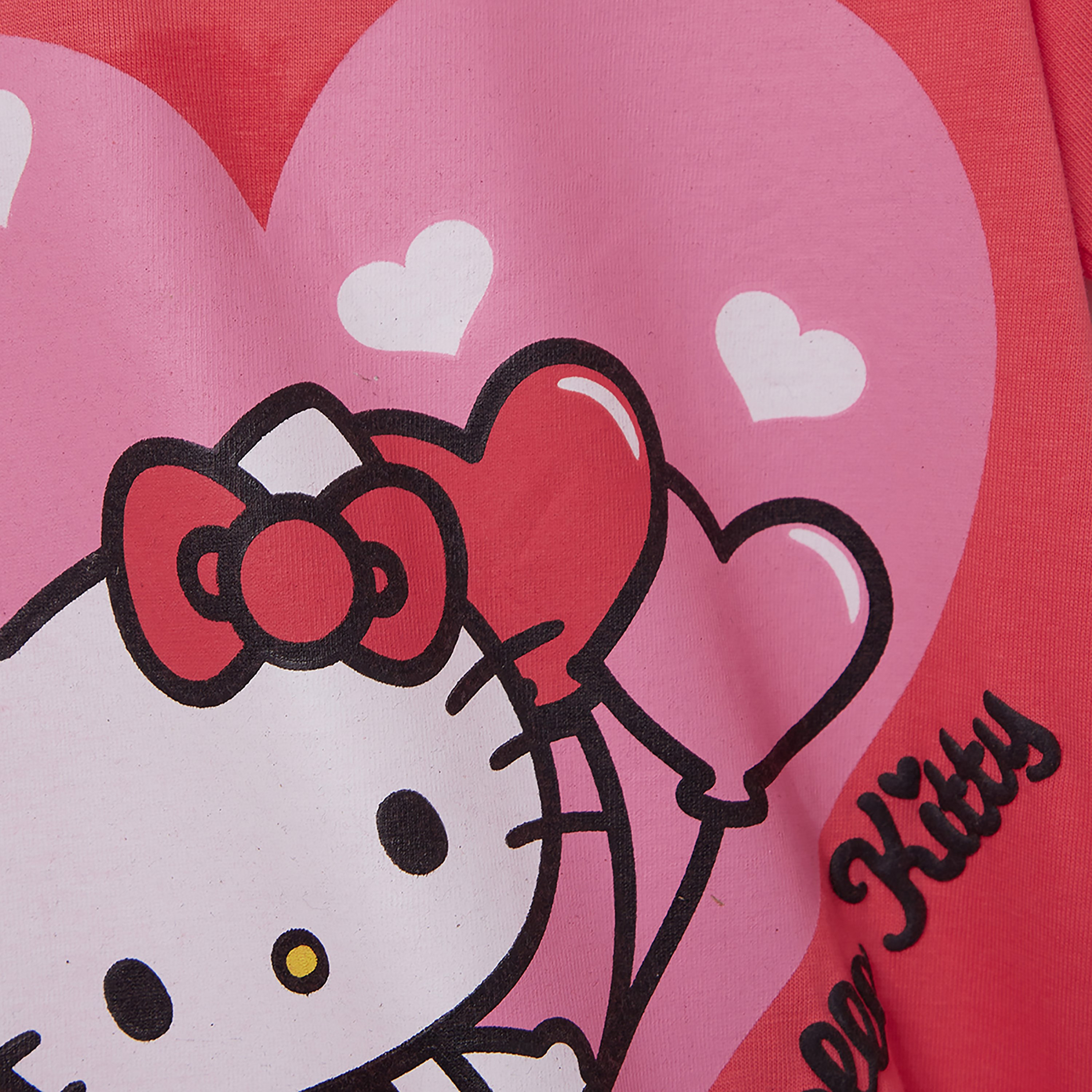 طقم تيشيرت وشورت قطني بطبعة هالو كيتي-girls-clothing-setsandcoords-image-6
