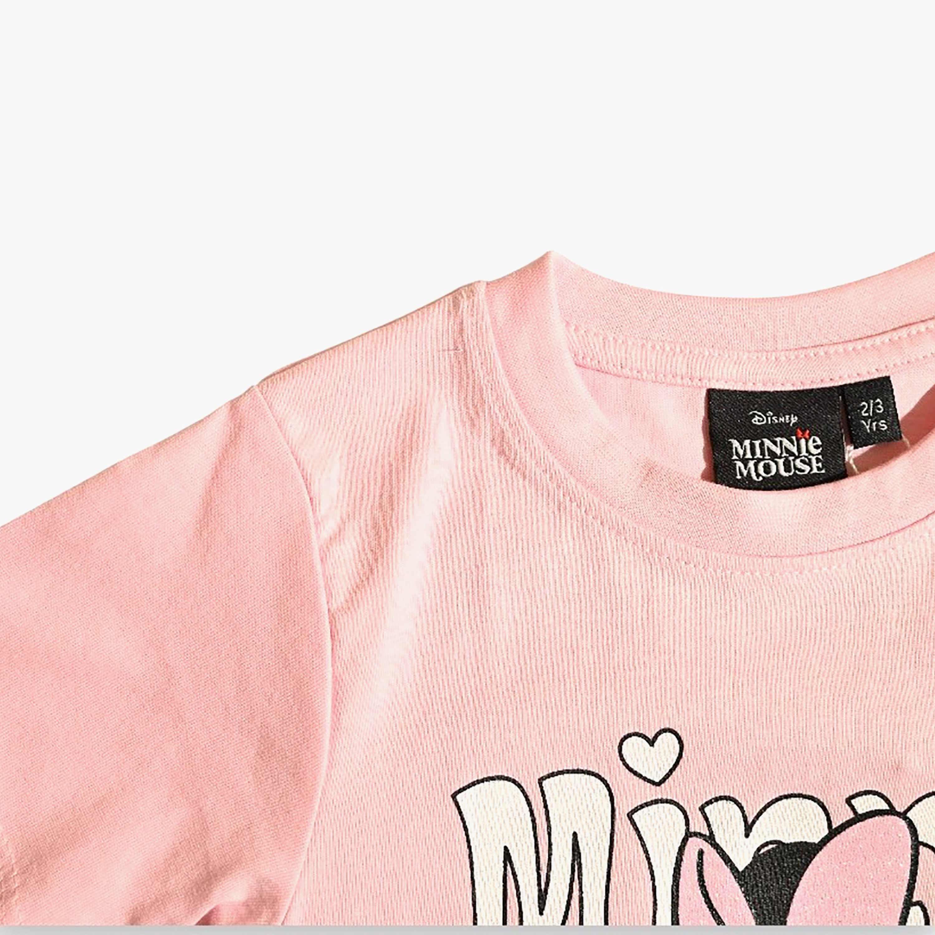 تي شيرت بأكمام قصيرة ورقبة دائرية بطبعة ميني ماوس-girls-clothing-tshirts-image-2