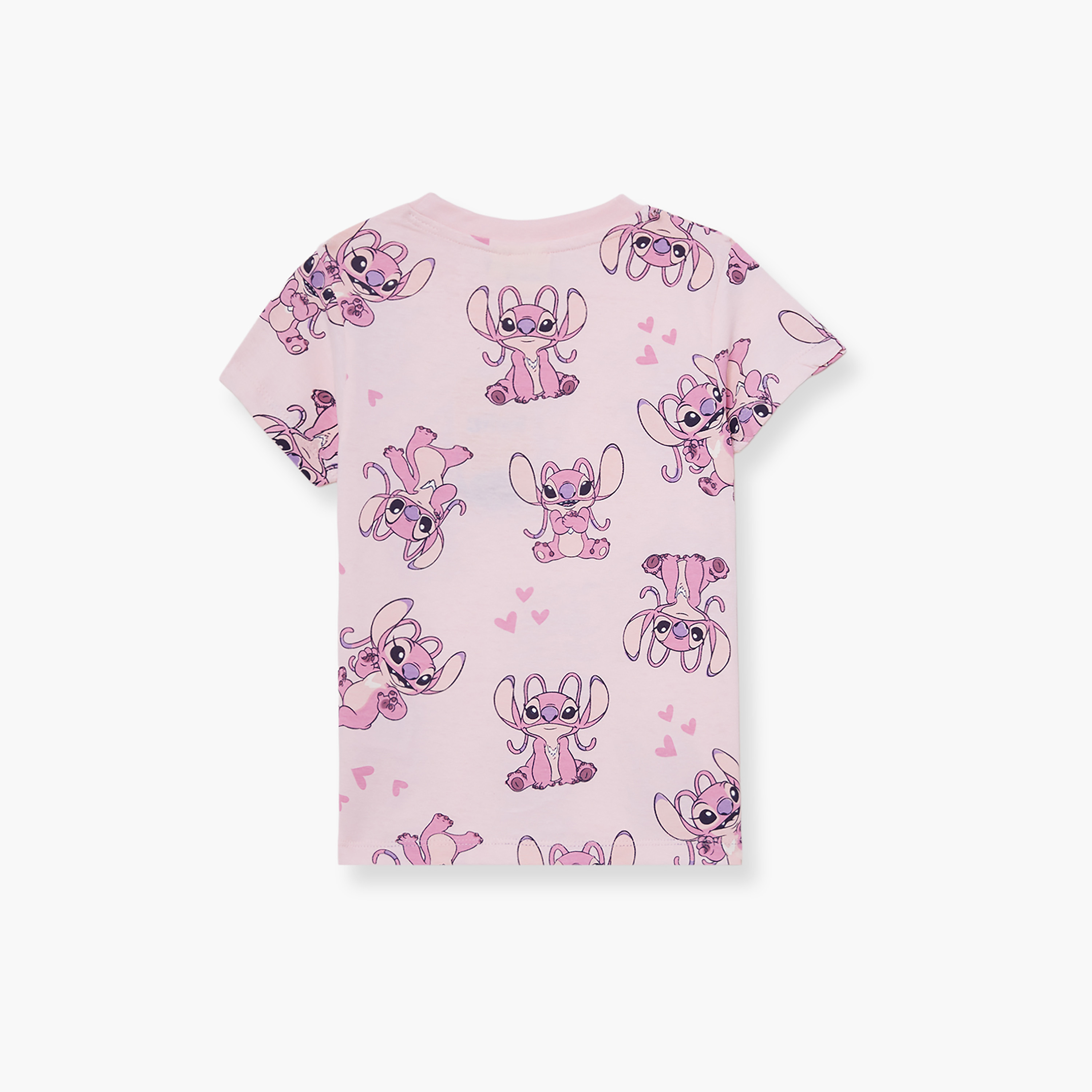 تي شيرت بأكمام قصيرة ورقبة دائرية بطبعة ليلو وستيتش-girls-clothing-tshirts-image-3