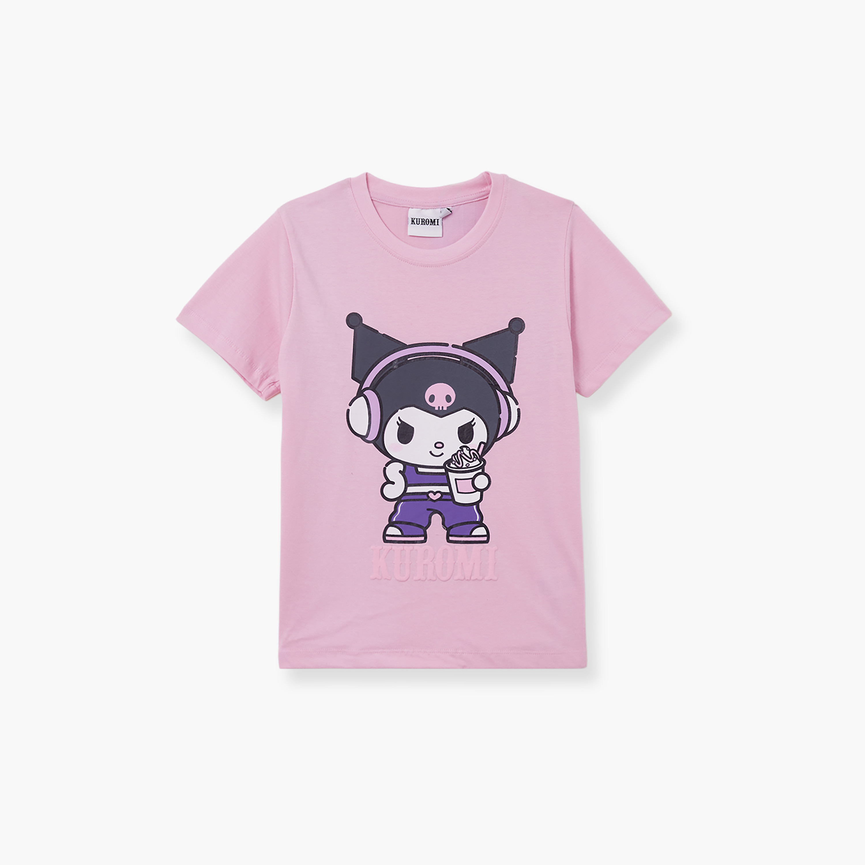 Kuromi Printed Short Sleeves Round Neck T-Shirt-girls-clothing-tshirts-image-2