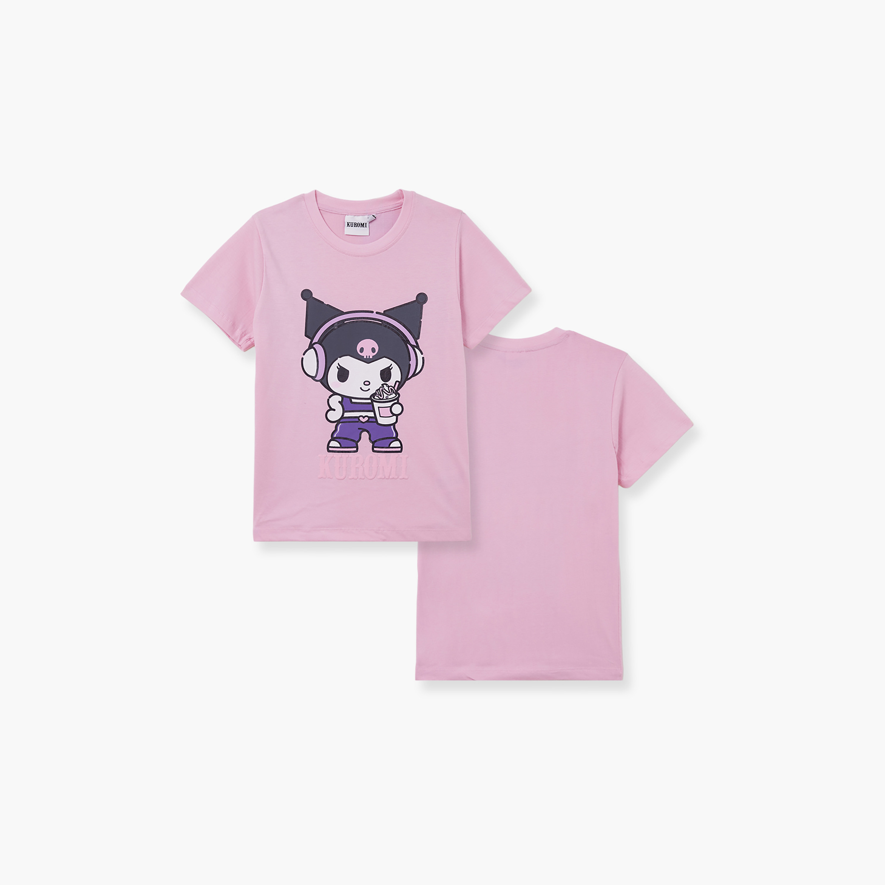 Kuromi Printed Short Sleeves Round Neck T-Shirt-girls-clothing-tshirts-image-4