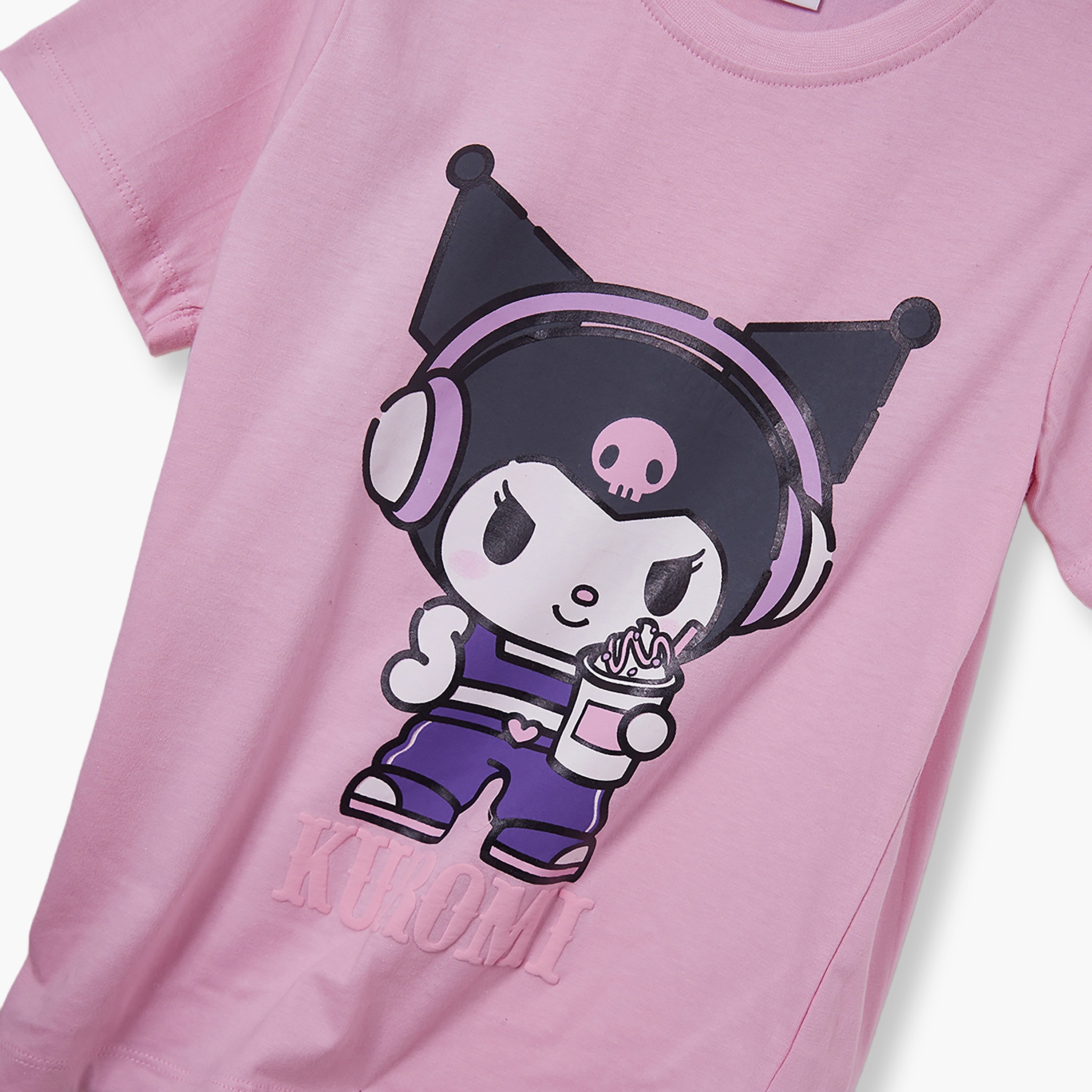 Kuromi Printed Short Sleeves Round Neck T-Shirt-girls-clothing-tshirts-image-6