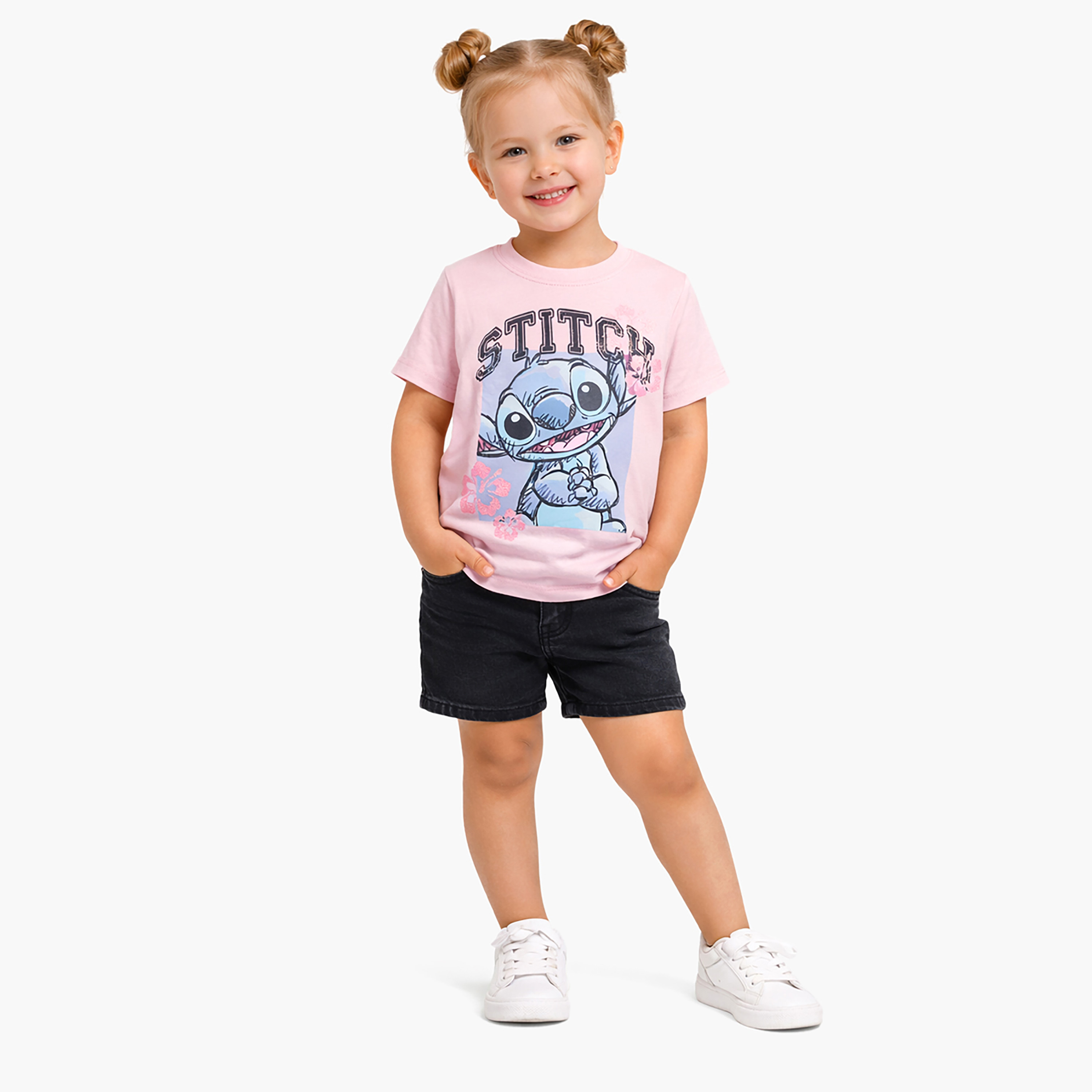 Lilo & Stitch Printed Short Sleeves Round Neck T-Shirt-girls-clothing-tshirts-image-1