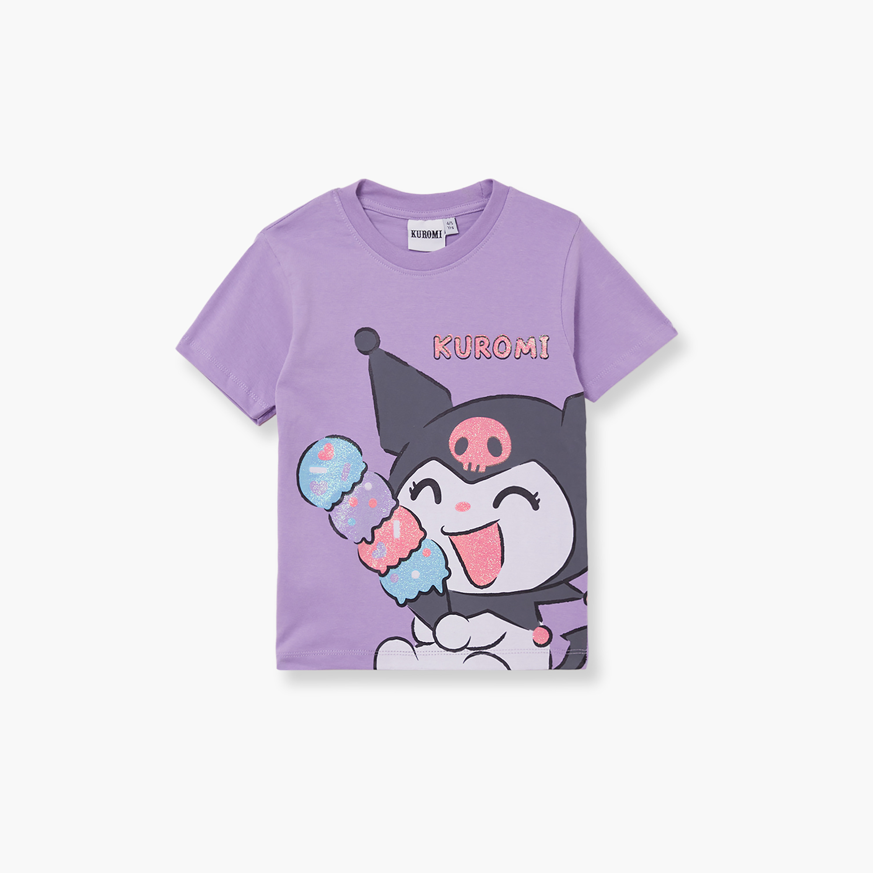 تي شيرت بأكمام قصيرة ورقبة دائرية بطبعة كورومي-girls-clothing-tshirts-image-2