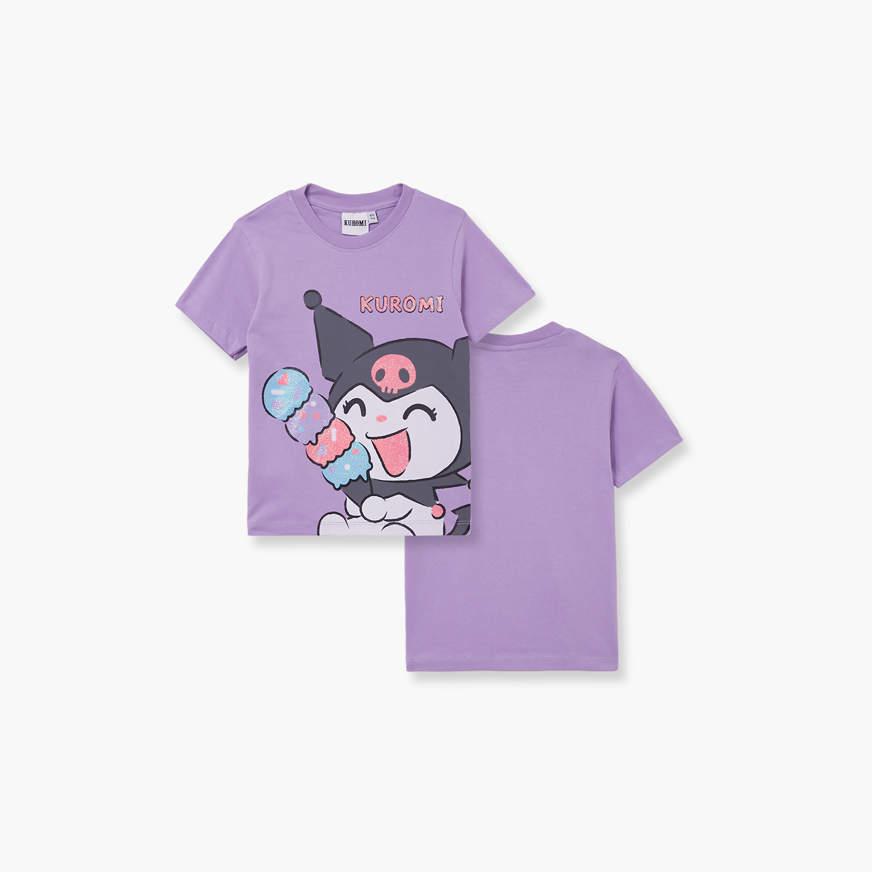 تي شيرت بأكمام قصيرة ورقبة دائرية بطبعة كورومي-girls-clothing-tshirts-image-4
