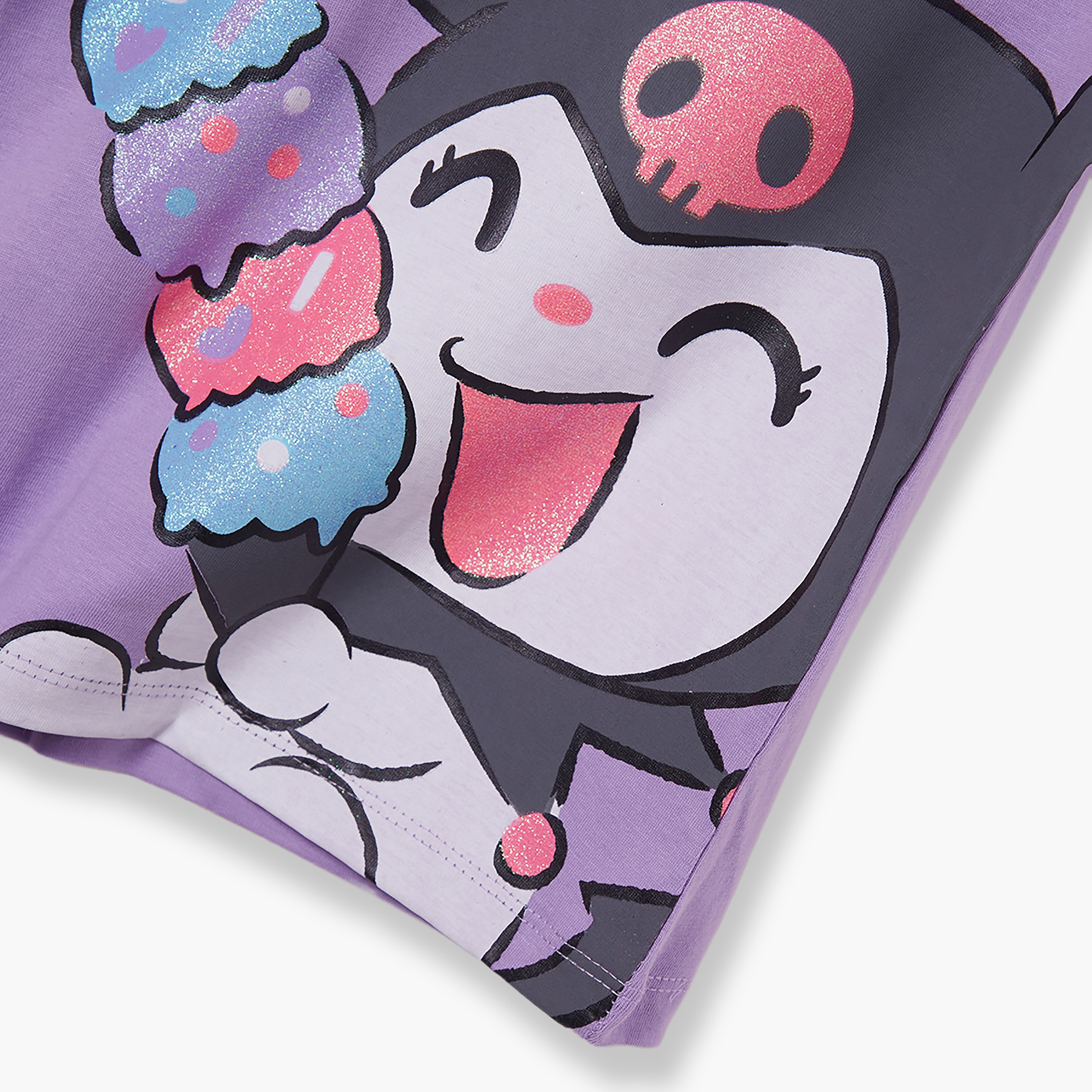 تي شيرت بأكمام قصيرة ورقبة دائرية بطبعة كورومي-girls-clothing-tshirts-image-6