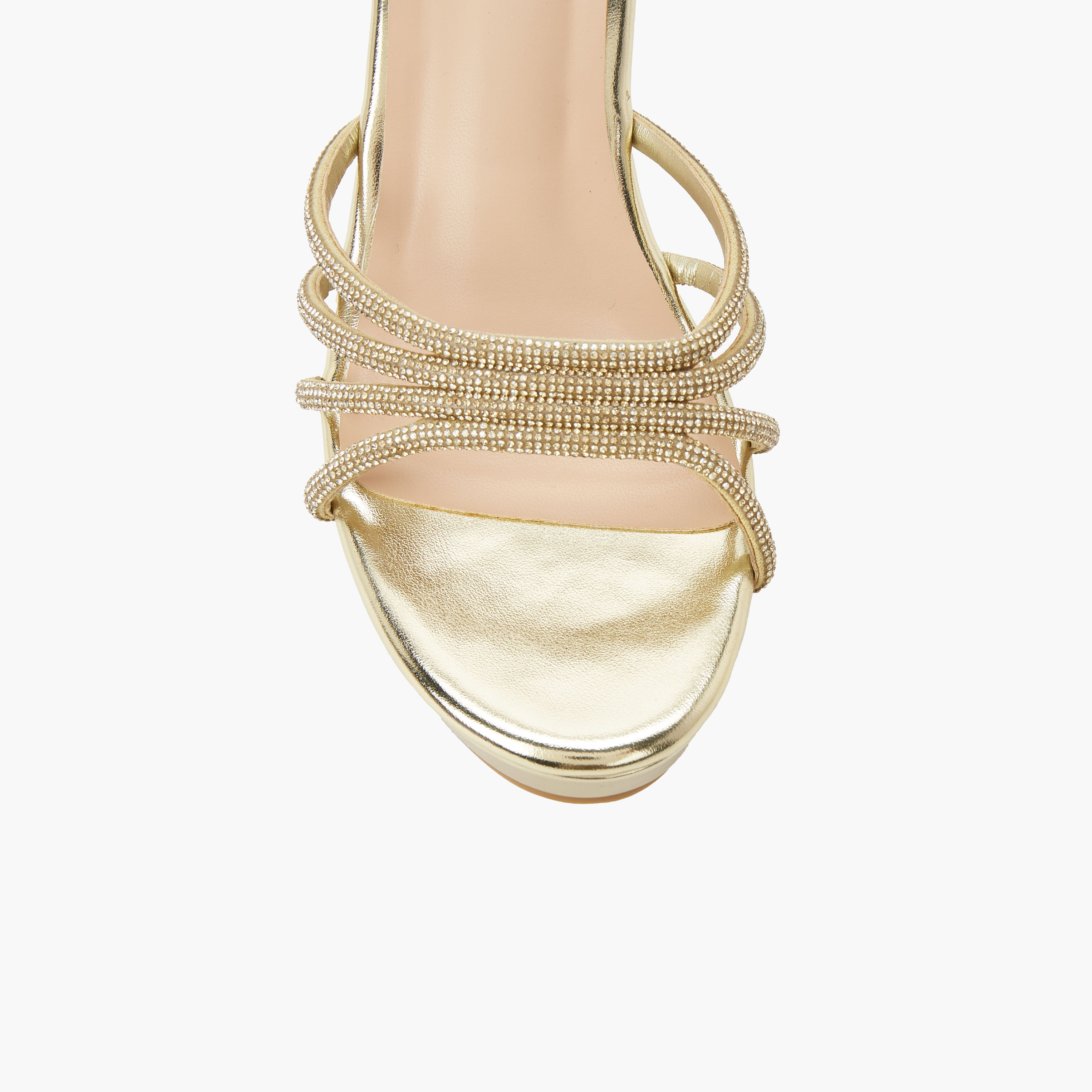 Surestep Women Metallic Wedge Heel Sandals with Embellished Straps-women-shoes-sandals-heeled-image-5