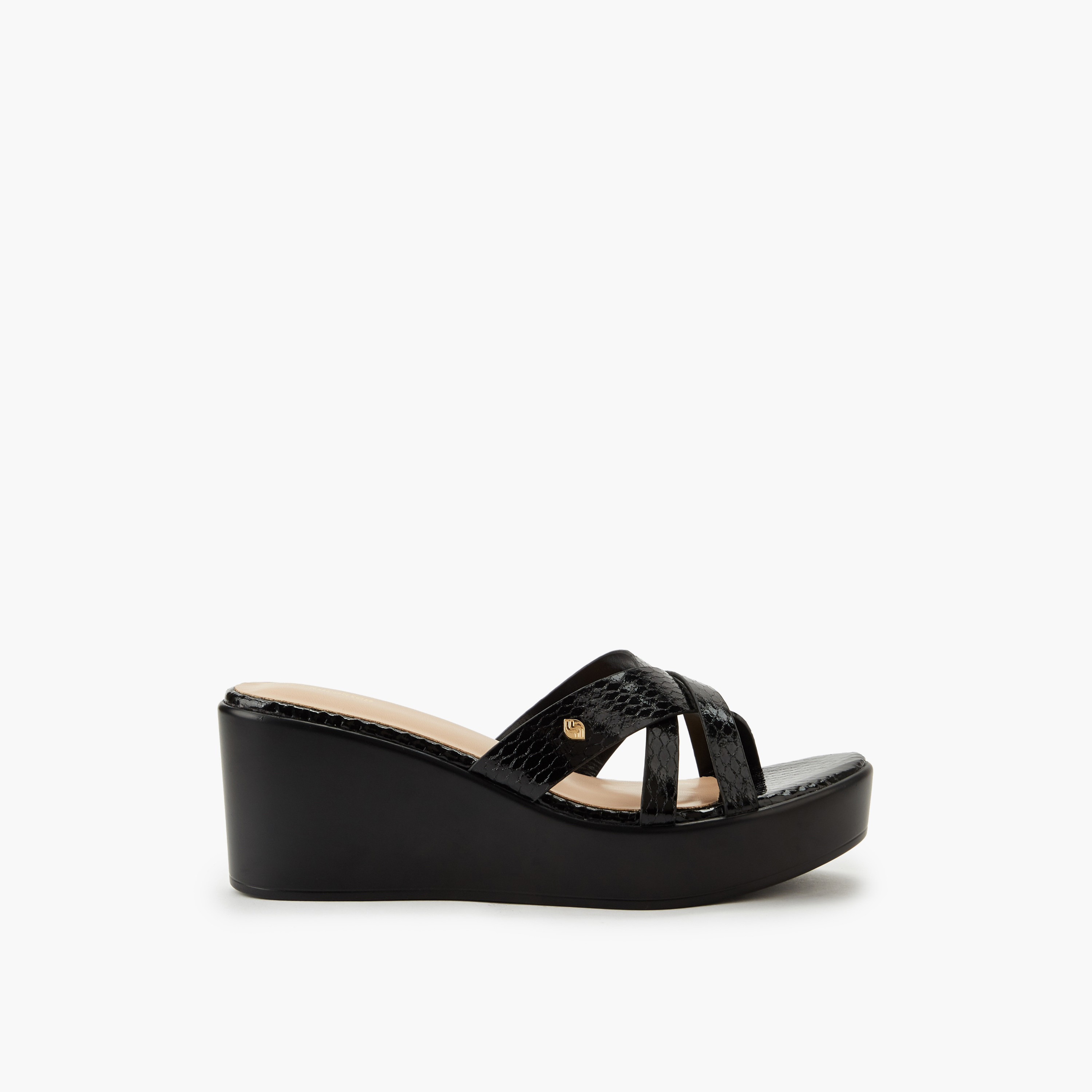 Surestep Women Textured Lightweight Wedge Heel Cross Strap Sandals-women-shoes-sandals-heeled-image-3