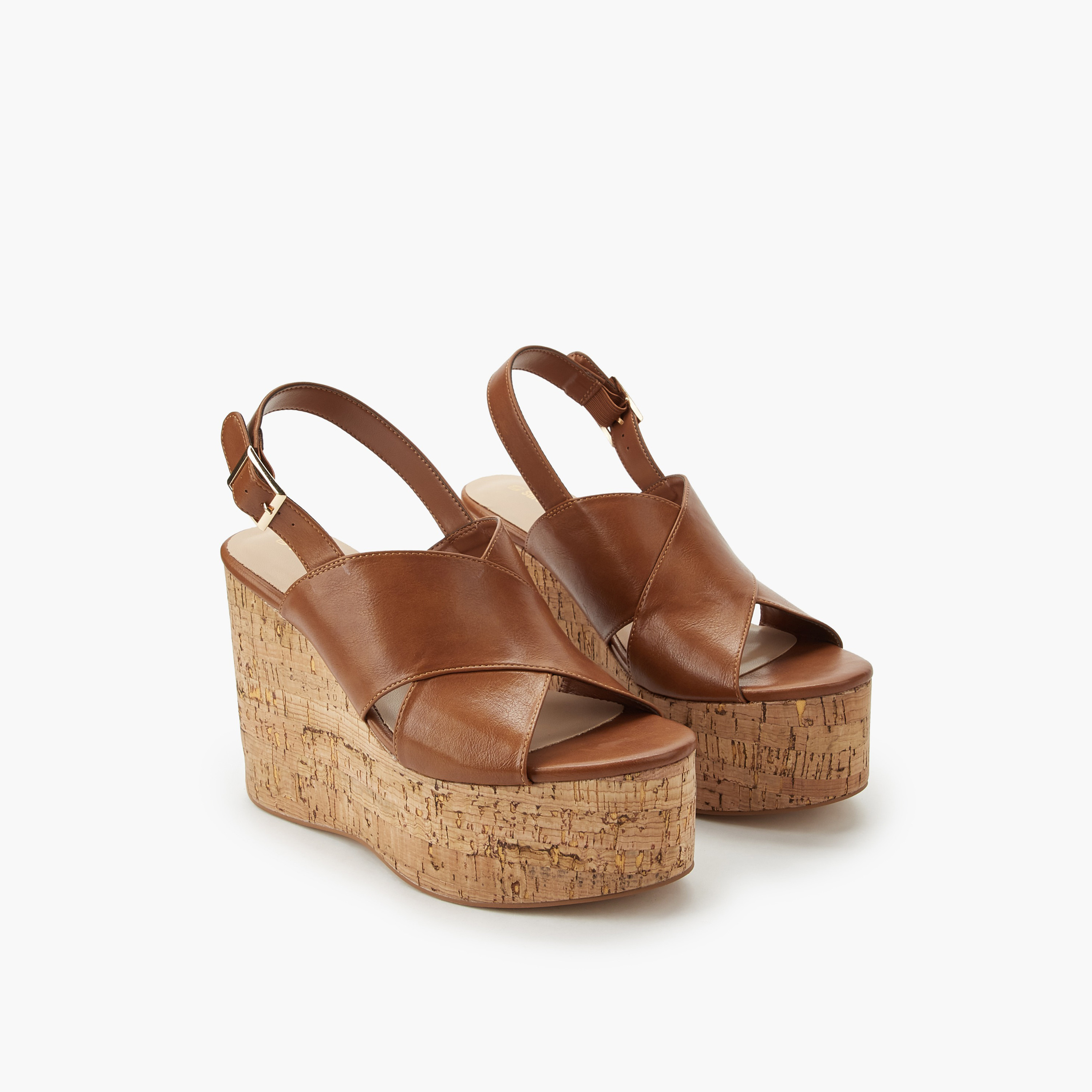 Surestep Women Lightweight Wedge Heel Sandals with Buckle Detailing-women-shoes-sandals-heeled-image-1
