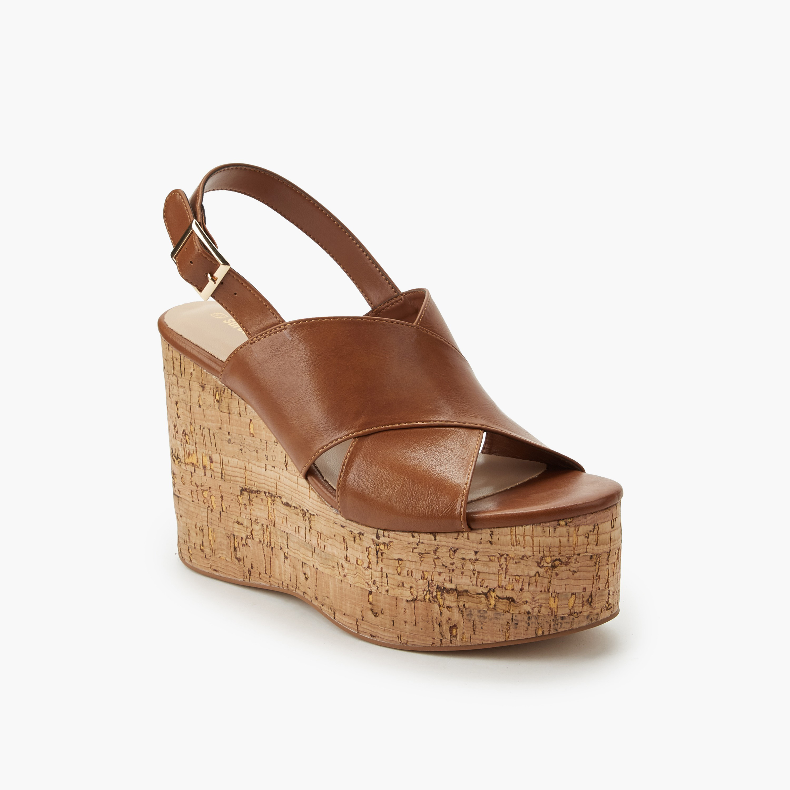 Surestep Women Lightweight Wedge Heel Sandals with Buckle Detailing-women-shoes-sandals-heeled-image-2
