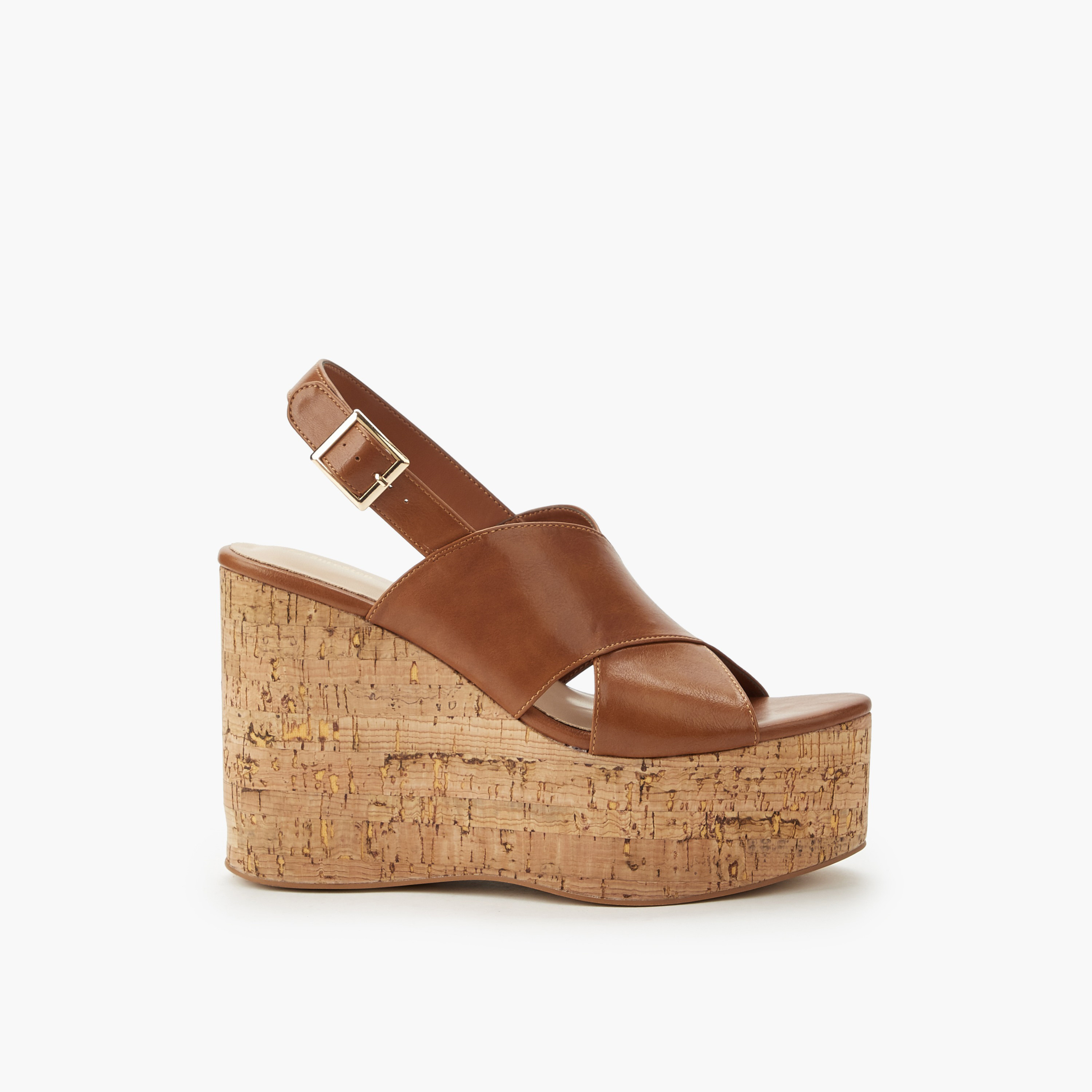 Surestep Women Lightweight Wedge Heel Sandals with Buckle Detailing-women-shoes-sandals-heeled-image-3