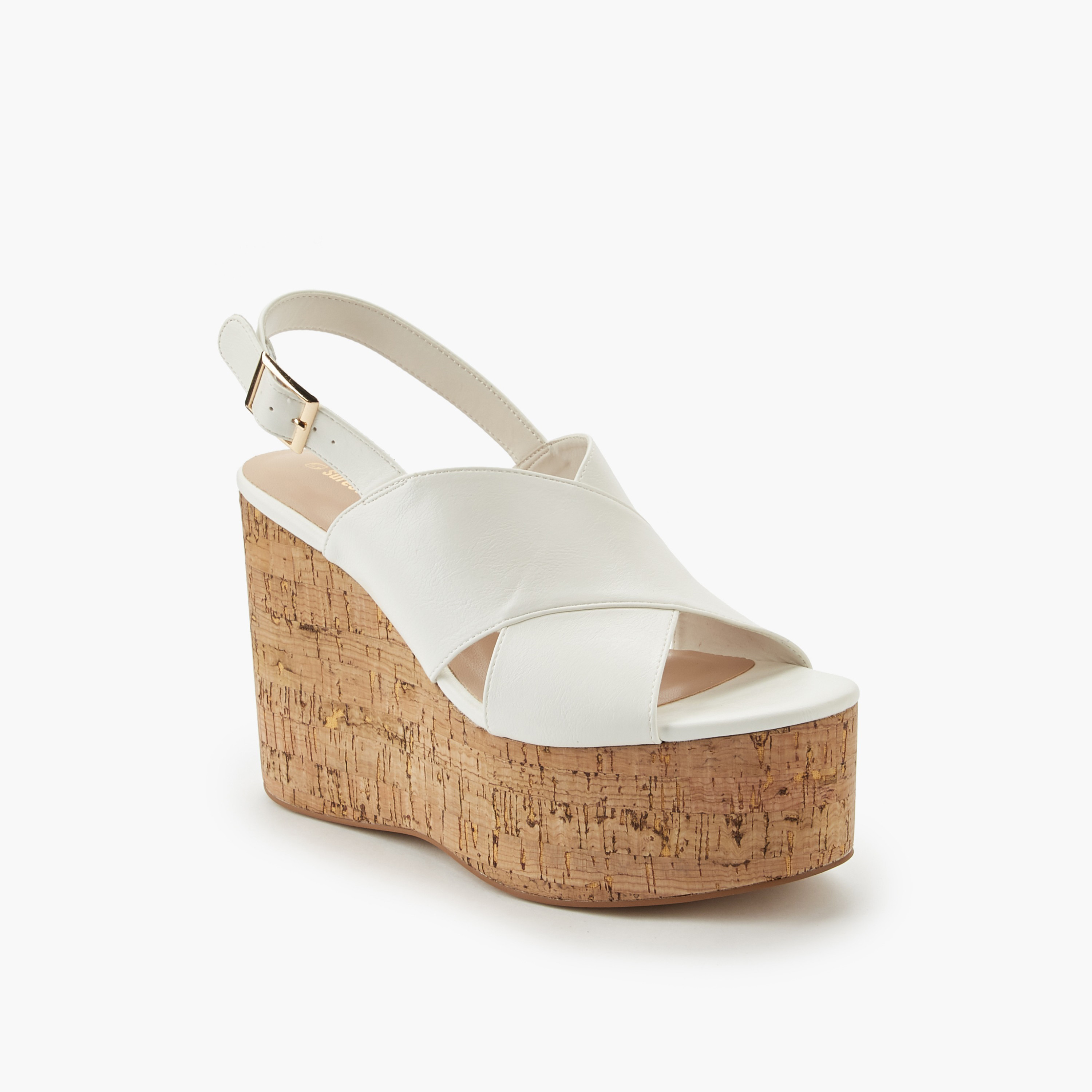 Surestep Women Lightweight Wedge Heel Sandals with Buckle Detailing-women-shoes-sandals-heeled-image-2