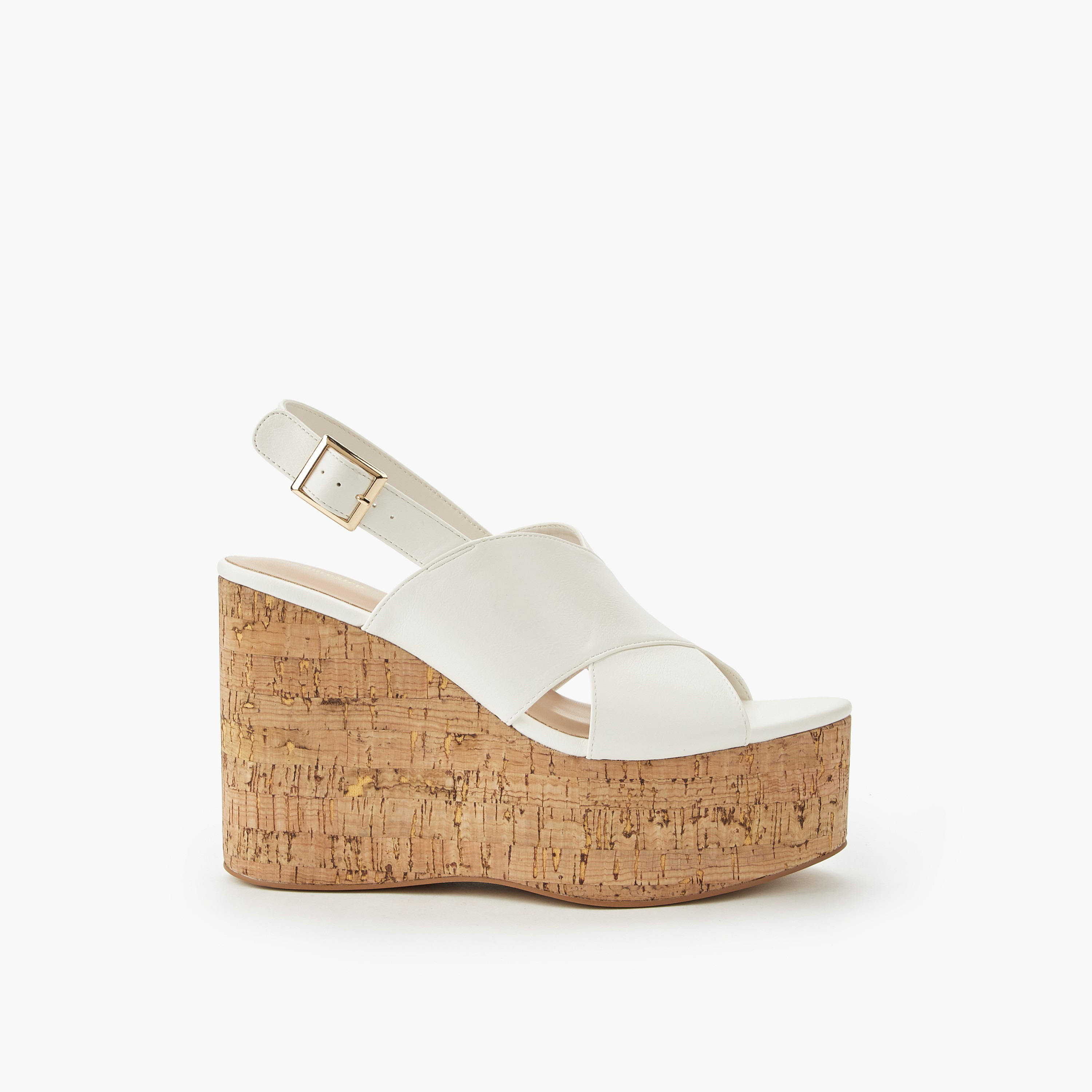 Surestep Women Lightweight Wedge Heel Sandals with Buckle Detailing-women-shoes-sandals-heeled-image-3
