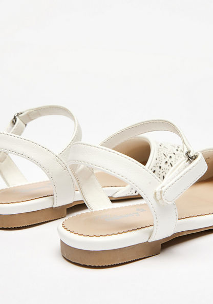 Little Missy Round Toe Cutwork Detail Sandals with Ankle Strap-Girl%27s Sandals-image-2