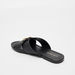 Celeste Women's Textured Slip-On Sandals with Metal Accent-Women%27s Flat Sandals-thumbnail-2