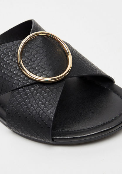 Celeste Women's Textured Slip-On Sandals with Metal Accent