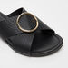 Celeste Women's Textured Slip-On Sandals with Metal Accent-Women%27s Flat Sandals-thumbnail-3