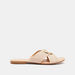 Celeste Women's Textured Slip-On Sandals with Metal Accent-Women%27s Flat Sandals-thumbnailMobile-0
