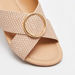 Celeste Women's Textured Slip-On Sandals with Metal Accent-Women%27s Flat Sandals-thumbnail-3