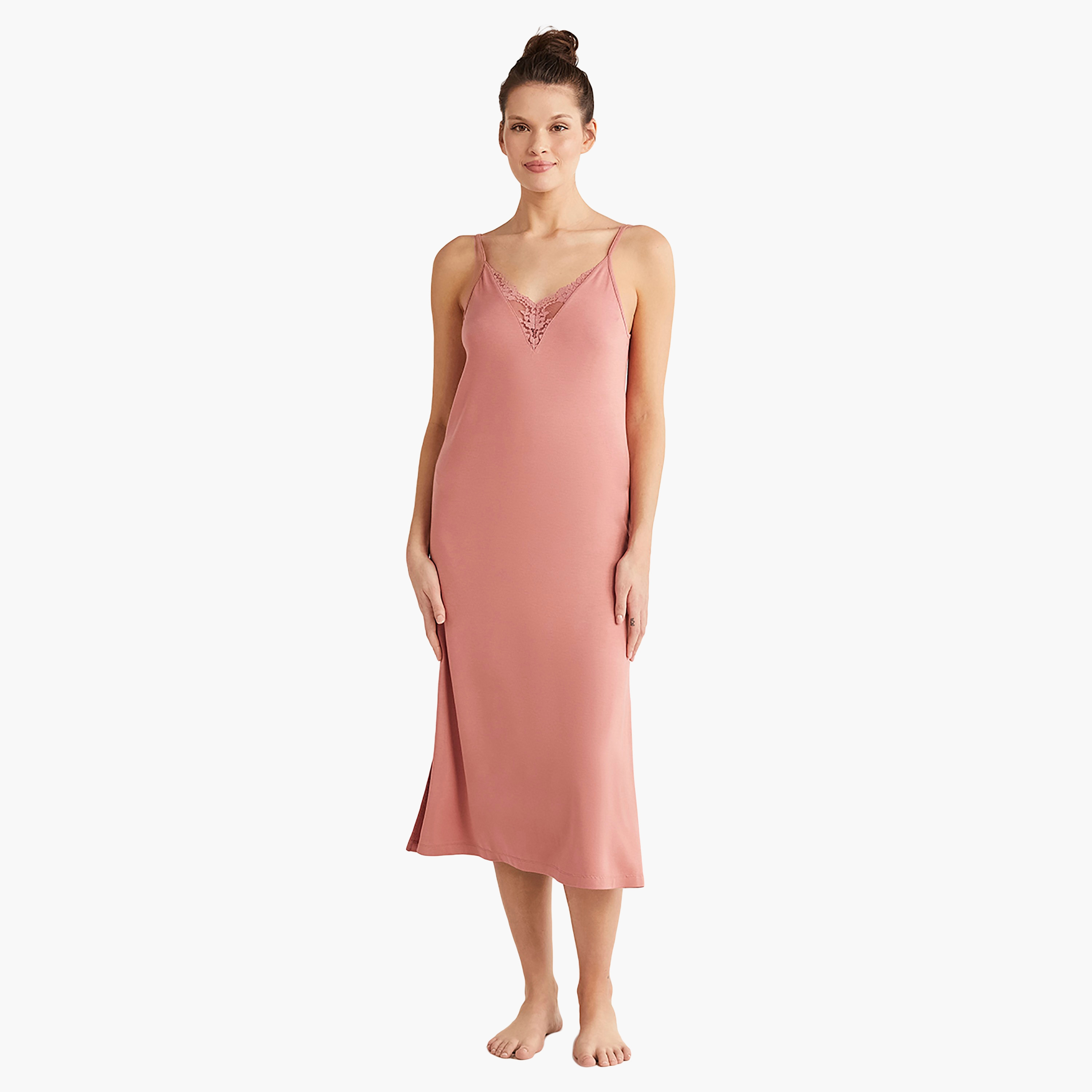 طقم رداء مع فستان منقوش برقبة دائرية وروب نسائي من كاثرينز-women-clothing-nightwear-pyjamas-longsets-image-3