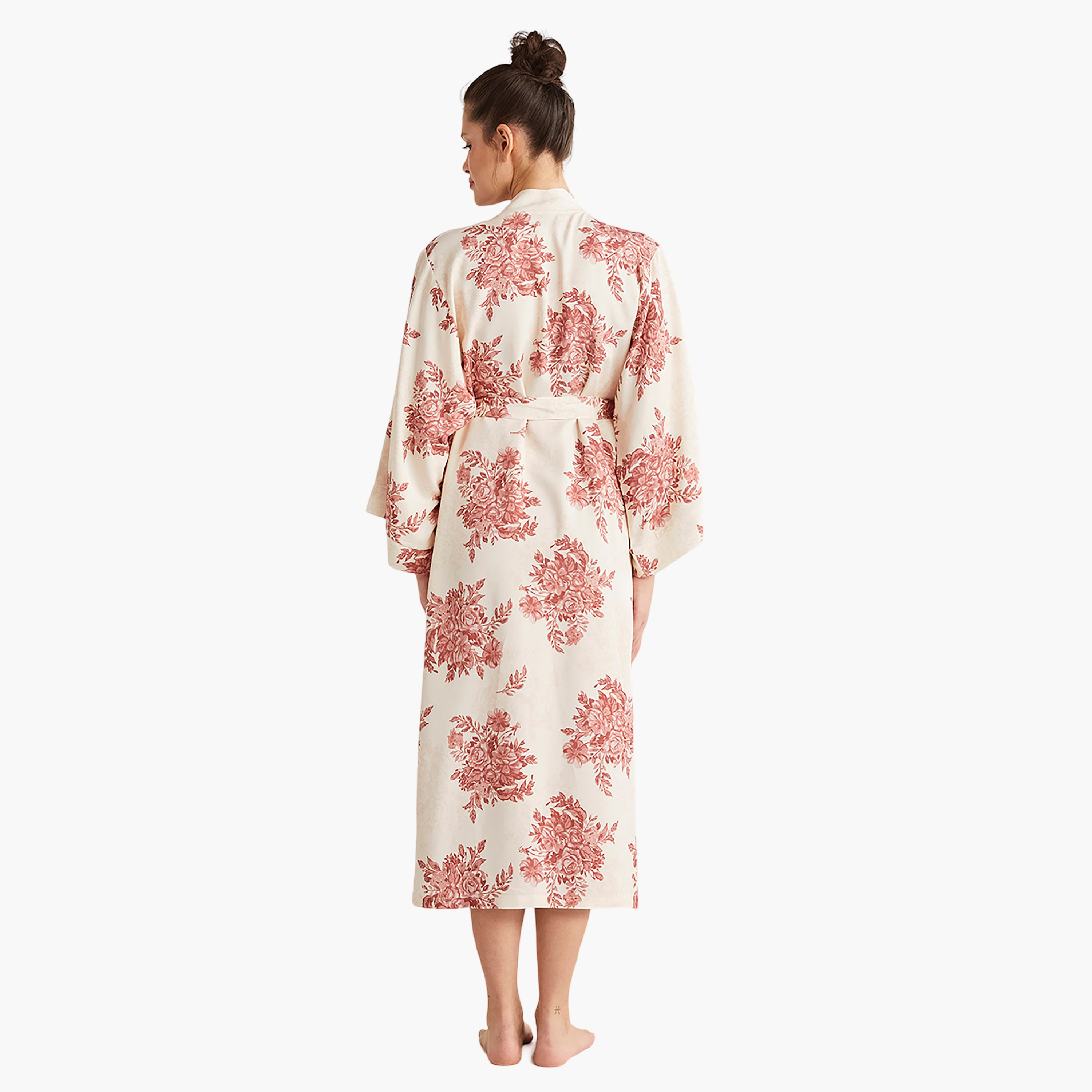 طقم رداء مع فستان منقوش برقبة دائرية وروب نسائي من كاثرينز-women-clothing-nightwear-pyjamas-longsets-image-4