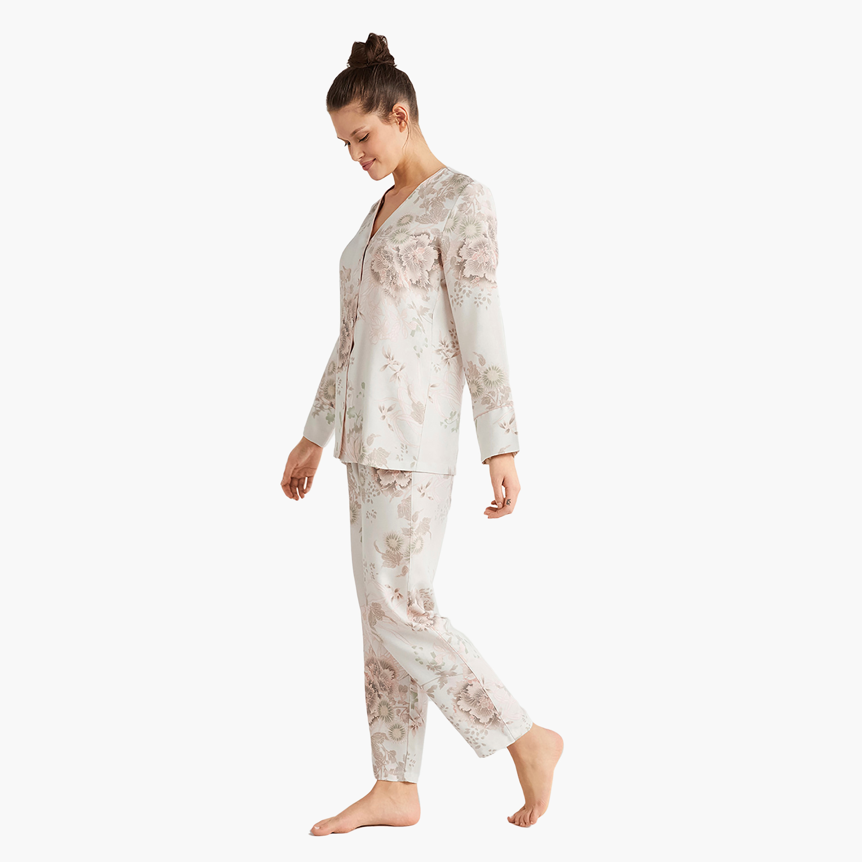 Catherine's Pyjama Set with Floral V-Neck Slip Shirt and Women's Pyjama-women-clothing-nightwear-pyjamas-longsets-image-5