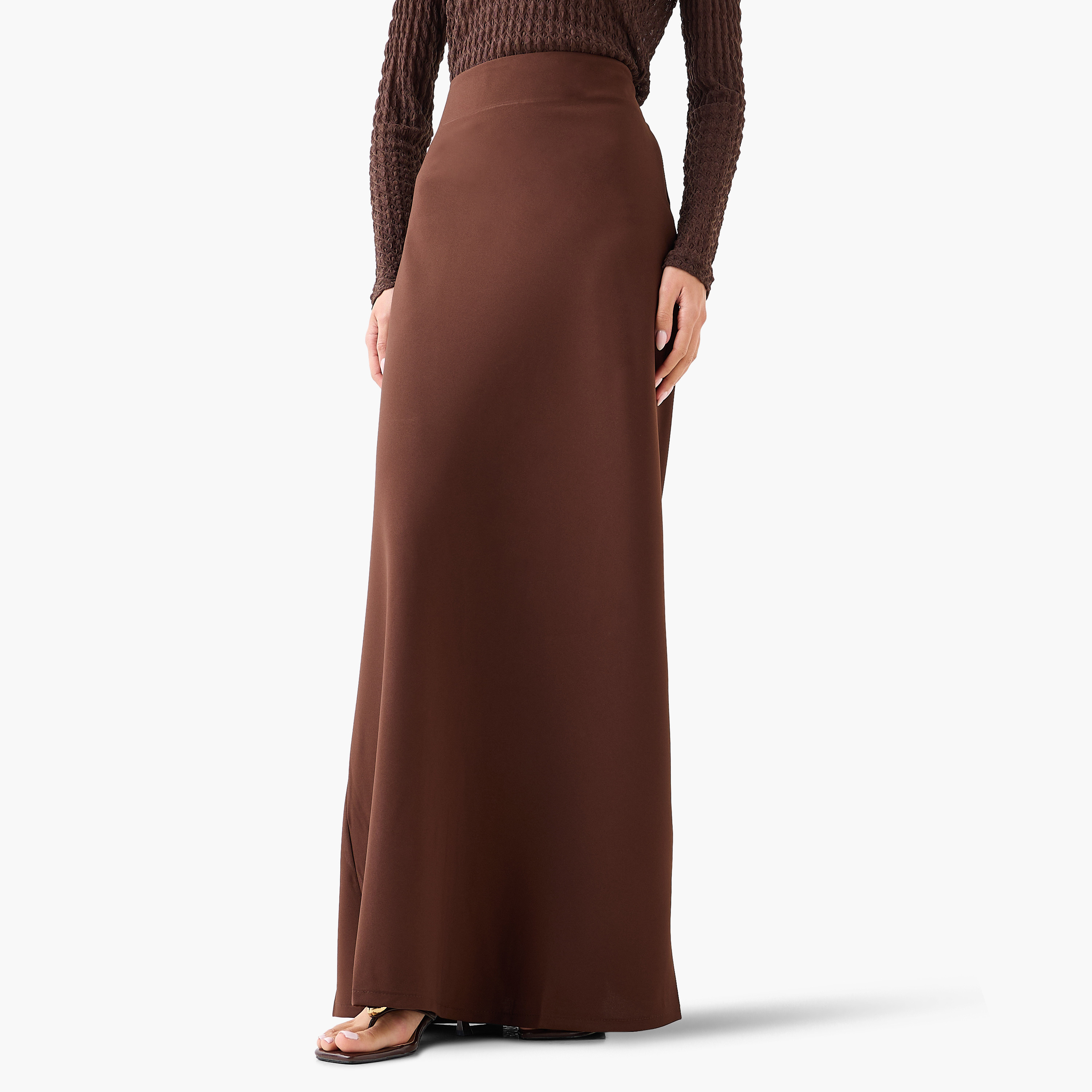 تنورة ماكسي نسائية قصة "ايه-لاين" بخصر مرتفع من غولدن أبل-women-clothing-bottoms-skirts-image-5