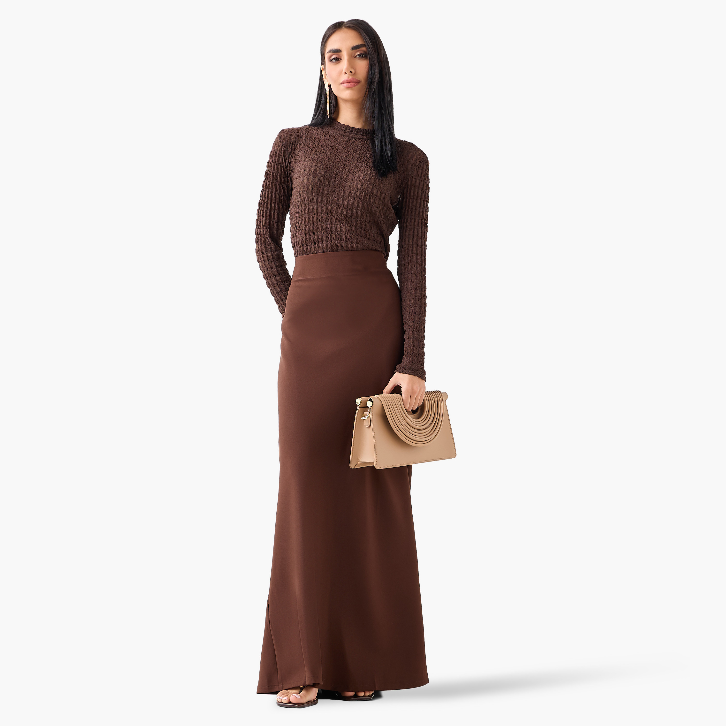تنورة ماكسي نسائية قصة "ايه-لاين" بخصر مرتفع من غولدن أبل-women-clothing-bottoms-skirts-image-7