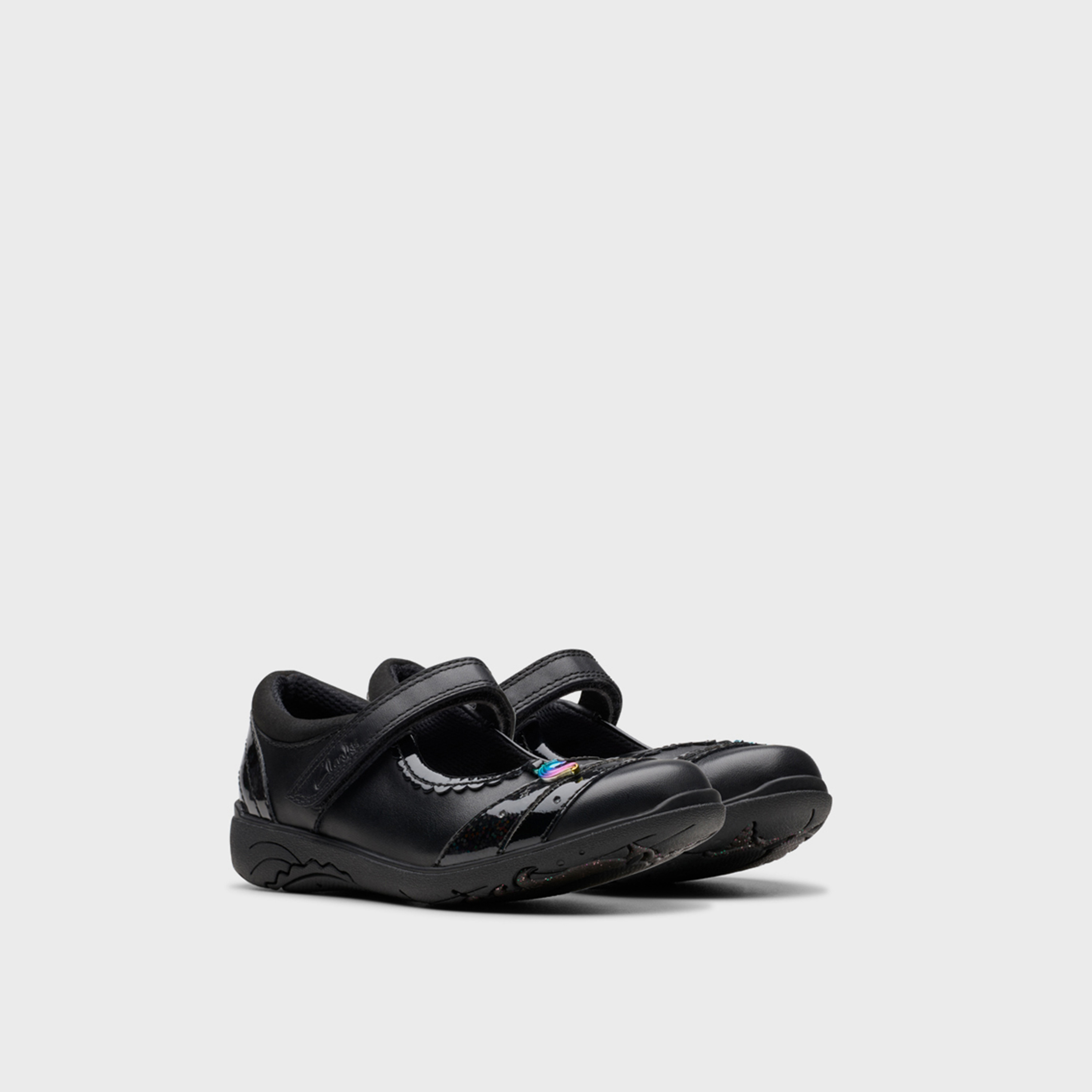 Clarks Girls' Hook & Loop Mary Jane Shoes | Relda Spark 26178314-girls-shoes-schoolshoes-image-1