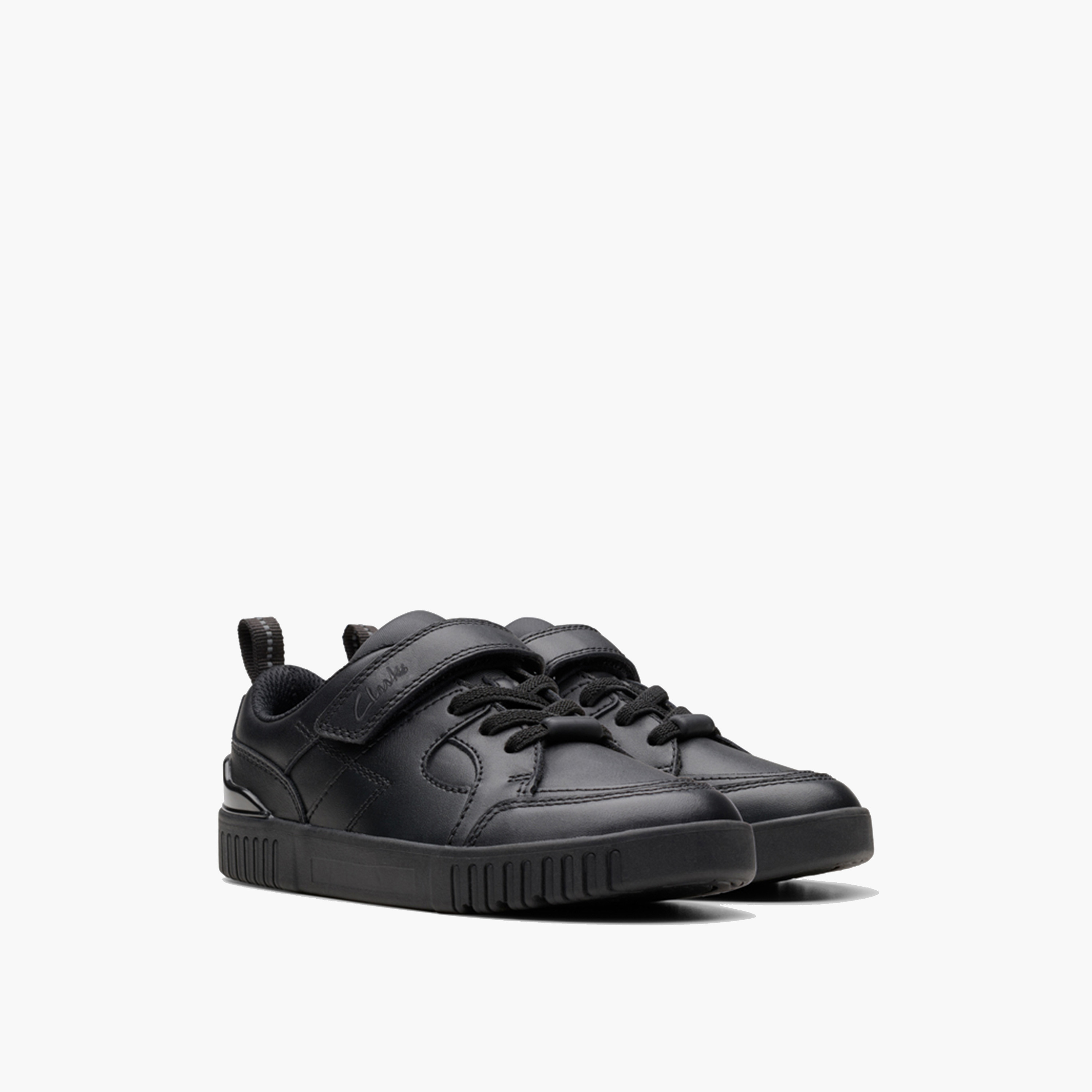 Clarks Kid's Leather Hook & Loop Sneakers | Oslo Flare 26178319-girls-shoes-sneakers-image-1